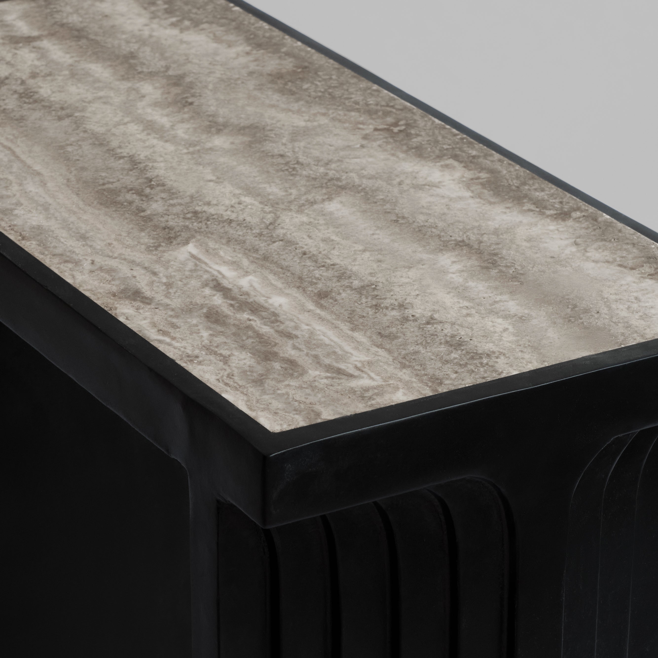Konsolentisch ARC silber-grau Travertin