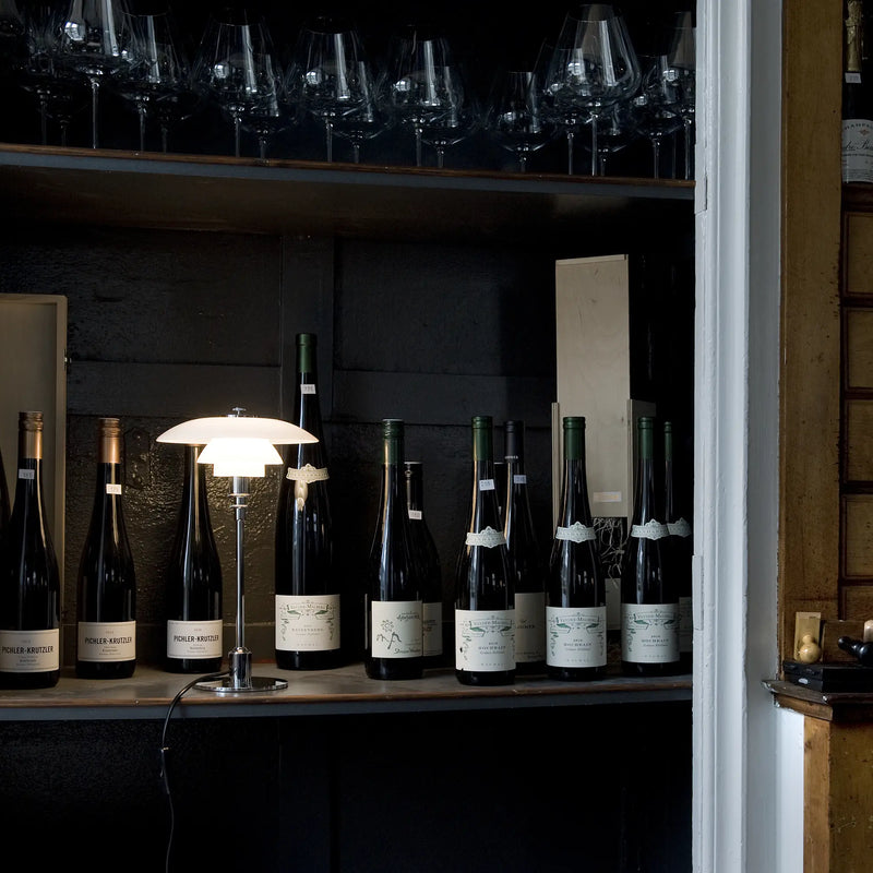 Tafellamp PH 2/1 wit met verchroomde voet