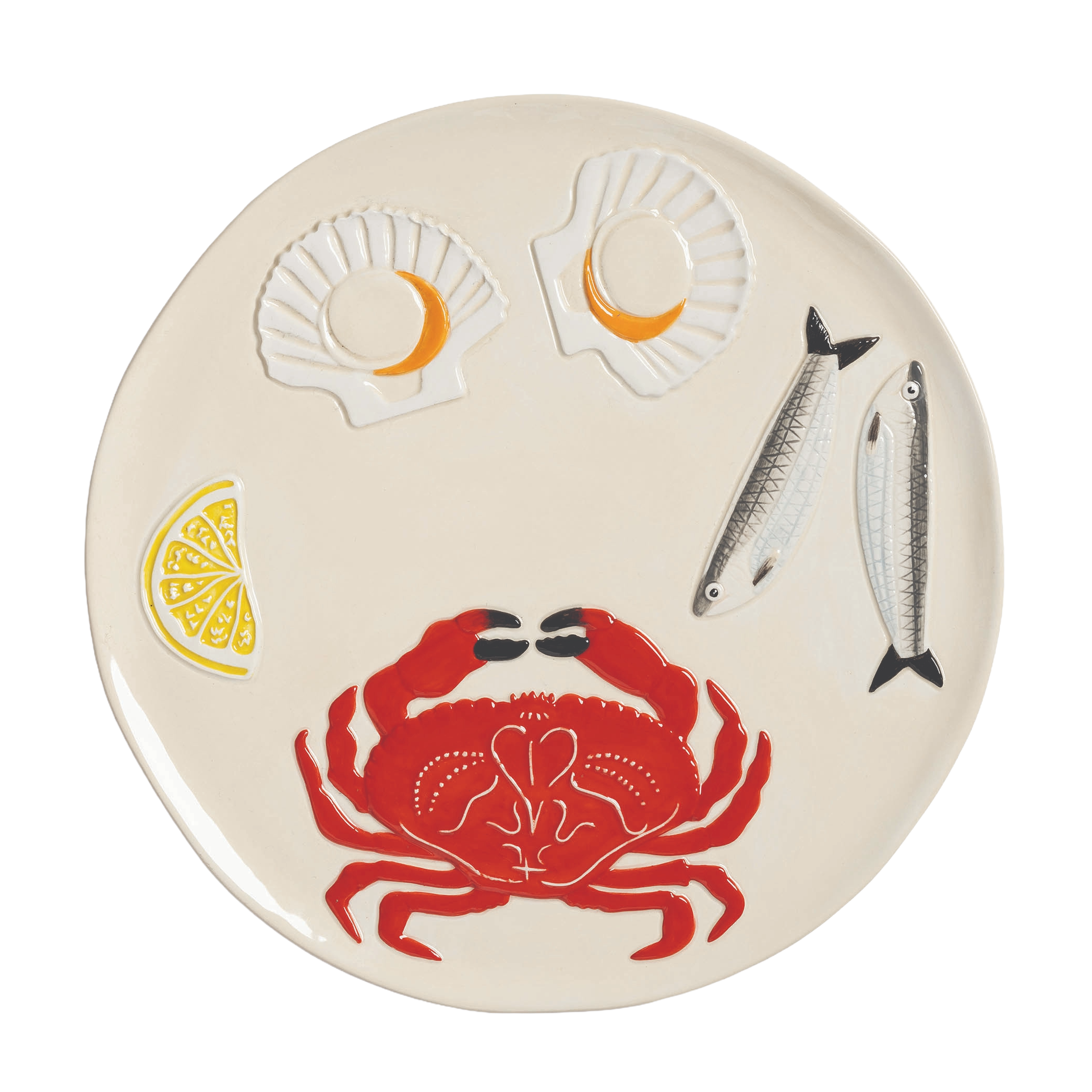 Platzteller DE LA MER KRABBE beige mit Rot