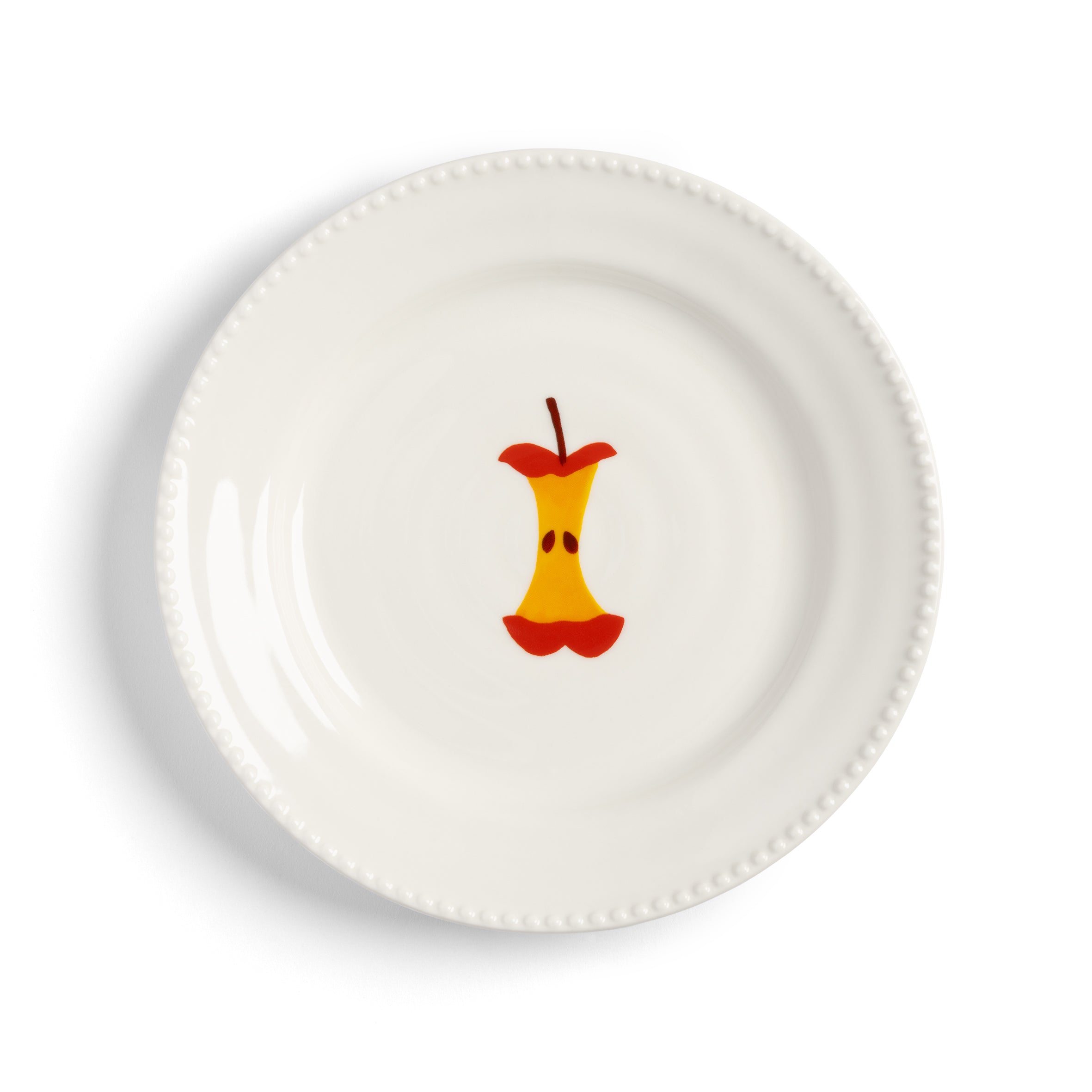 HAINES white dessert plate set with red and orange