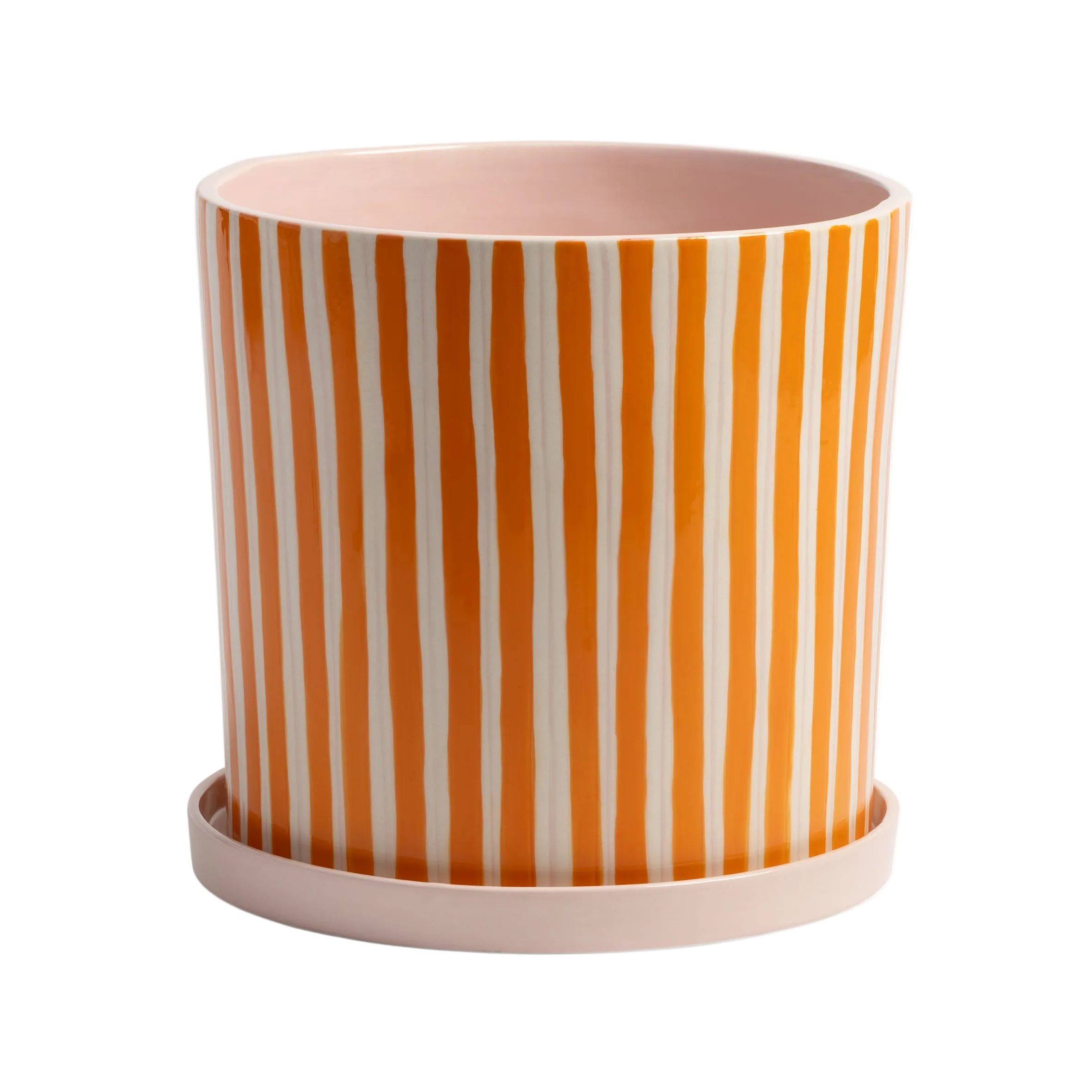 RAY pot in orange with white and pink