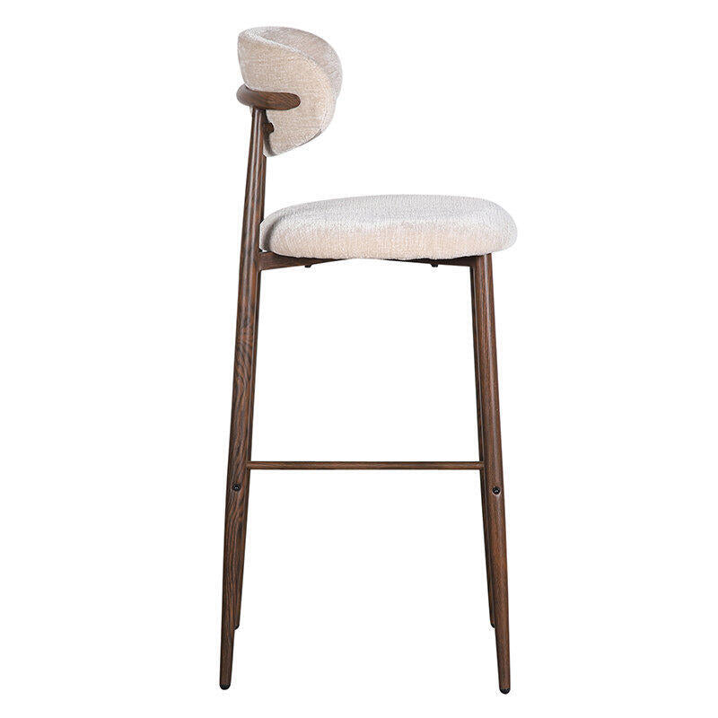 Beige JAPANDI Stool with Dark Wooden Base