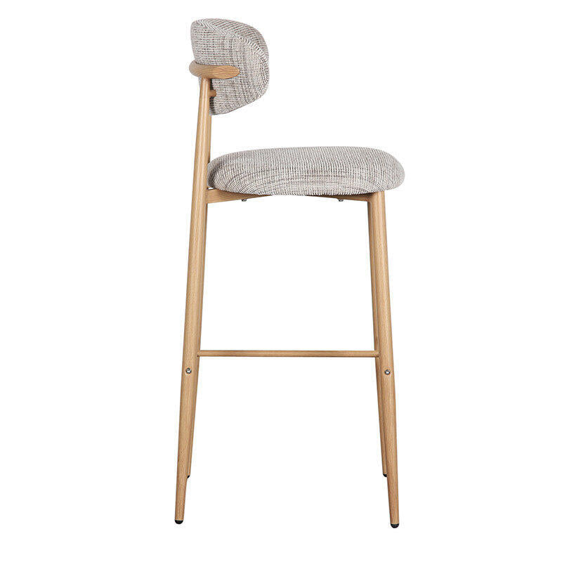 Hocker JAPANDI grijsbeige met houten basis