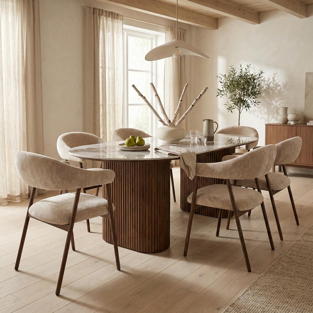Stuhl SCANDI braun mit dunklem Holzgestell