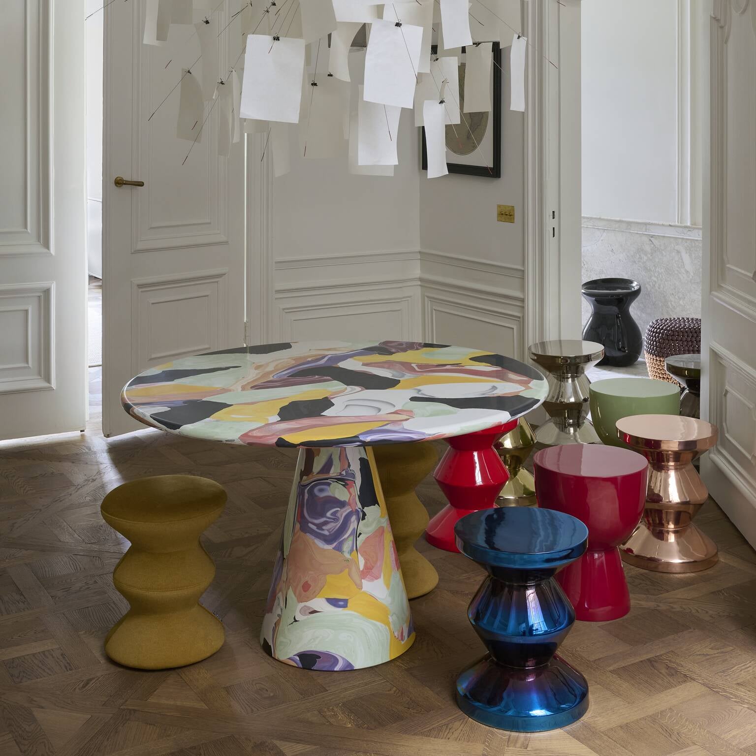 ZIG ZAG METAL Stool Dark Blue