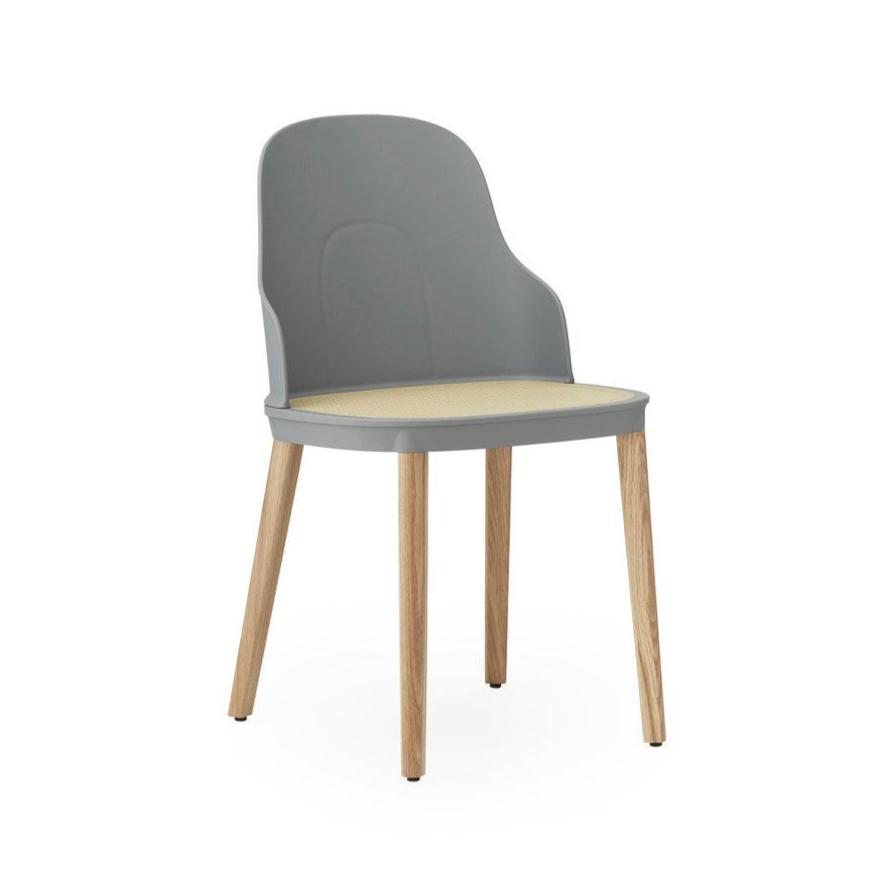 Stuhl Allez Gray mit Wicker und Eichenbasis