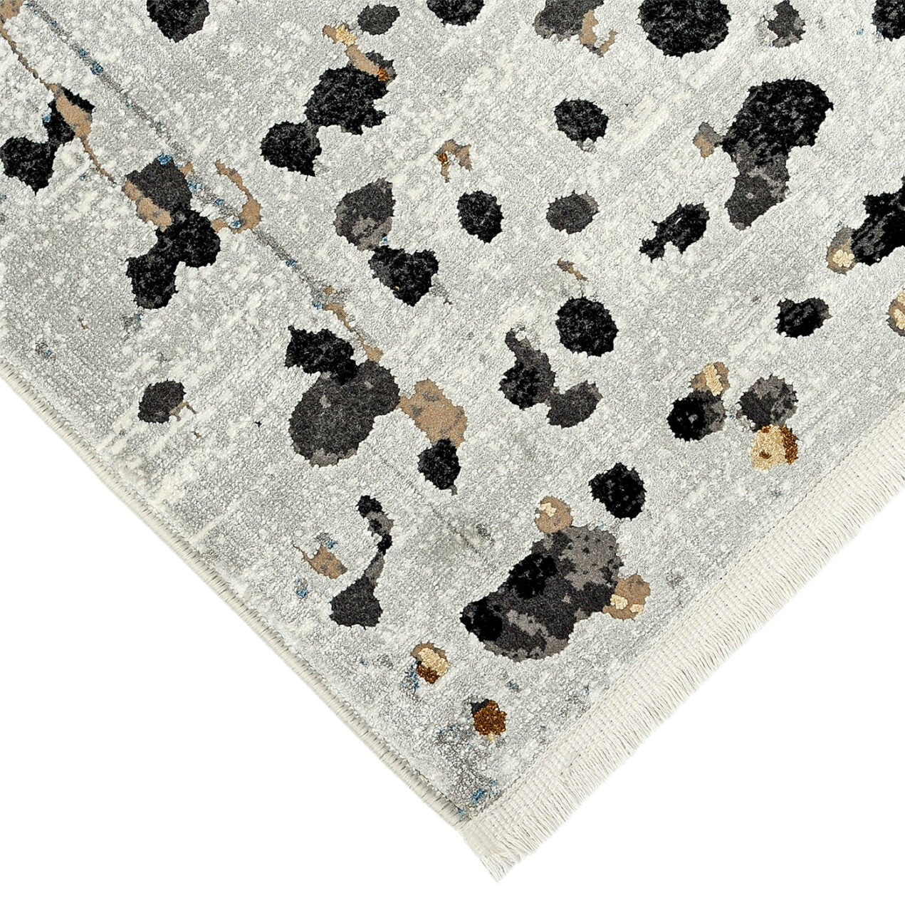 ROYAL Gray Polka Dot Rug with Black and Brown