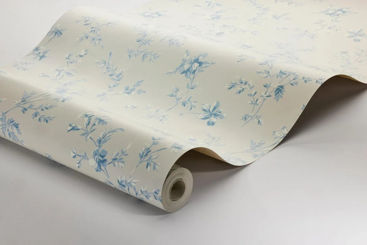 Tapete mit Pflanzenmotiv ÄNGSBLOMMA beige mit Blau