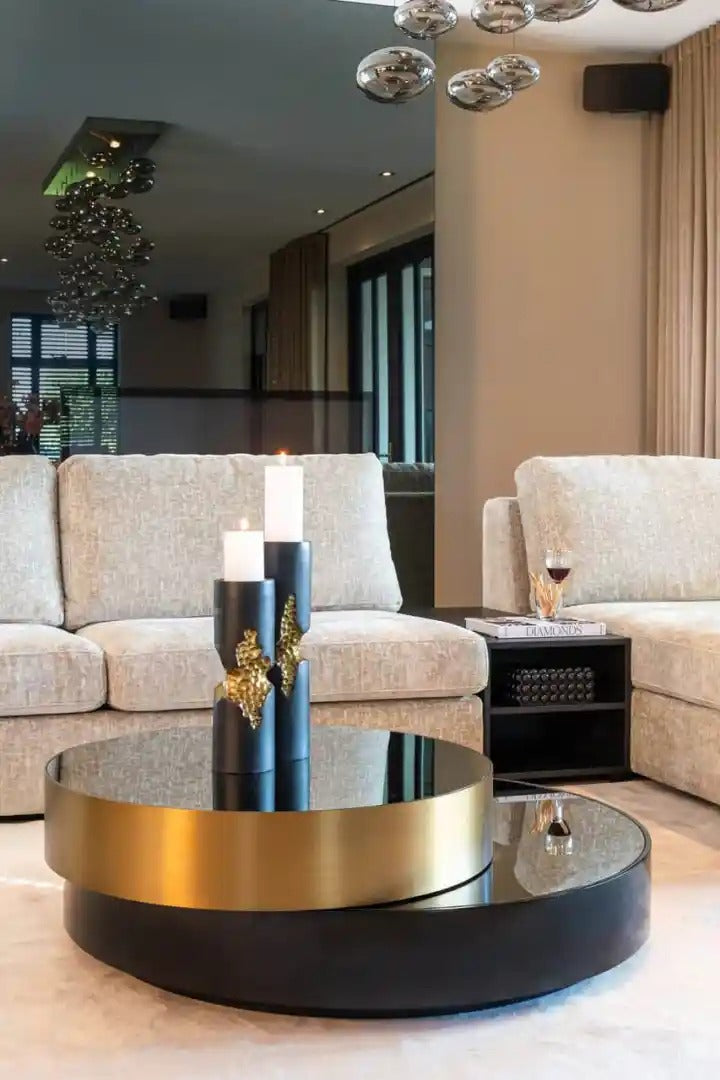 Couchtisch SLICE schwarz mit Messing