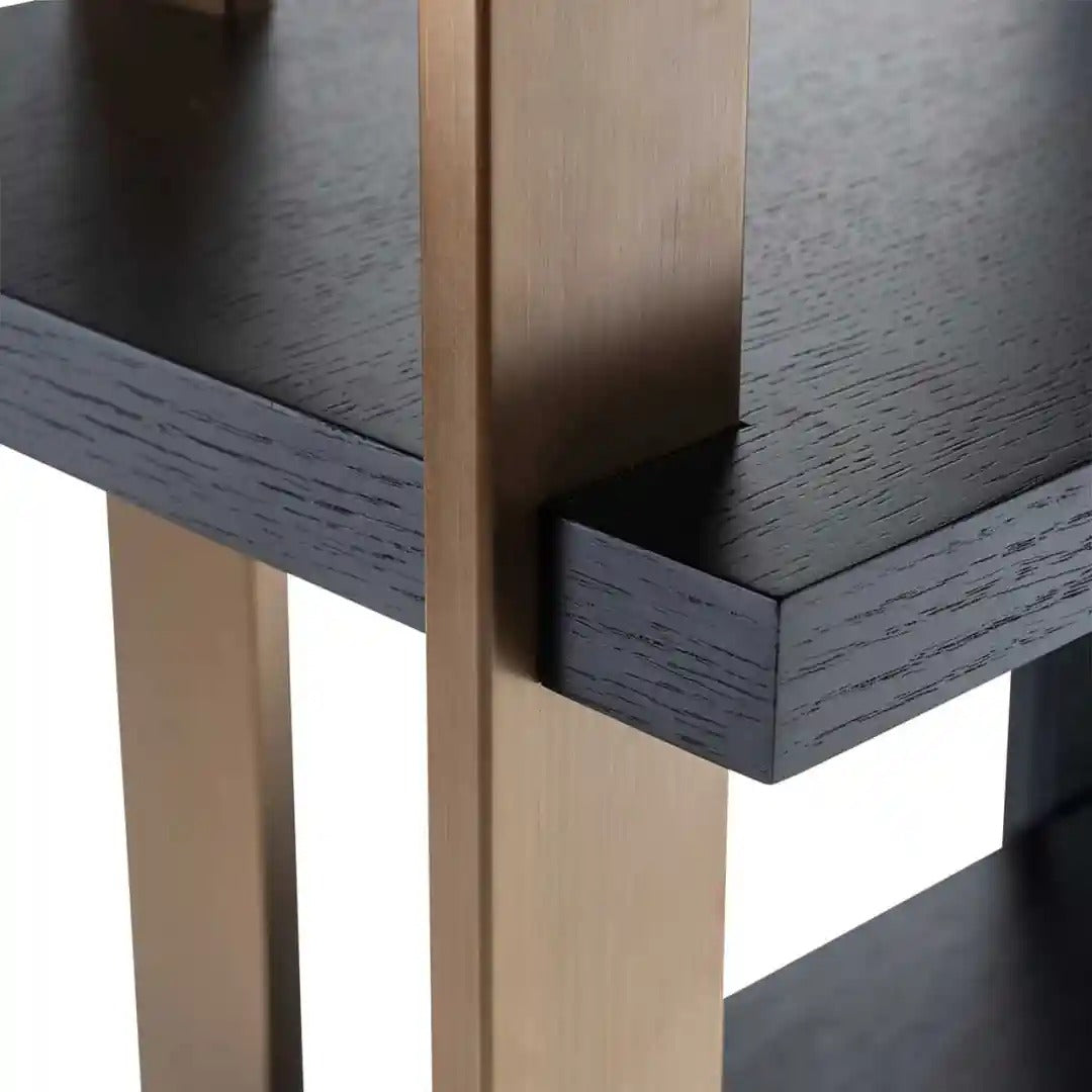 Regal RIGLEY schwarz mit messingfarbener Veredelung
