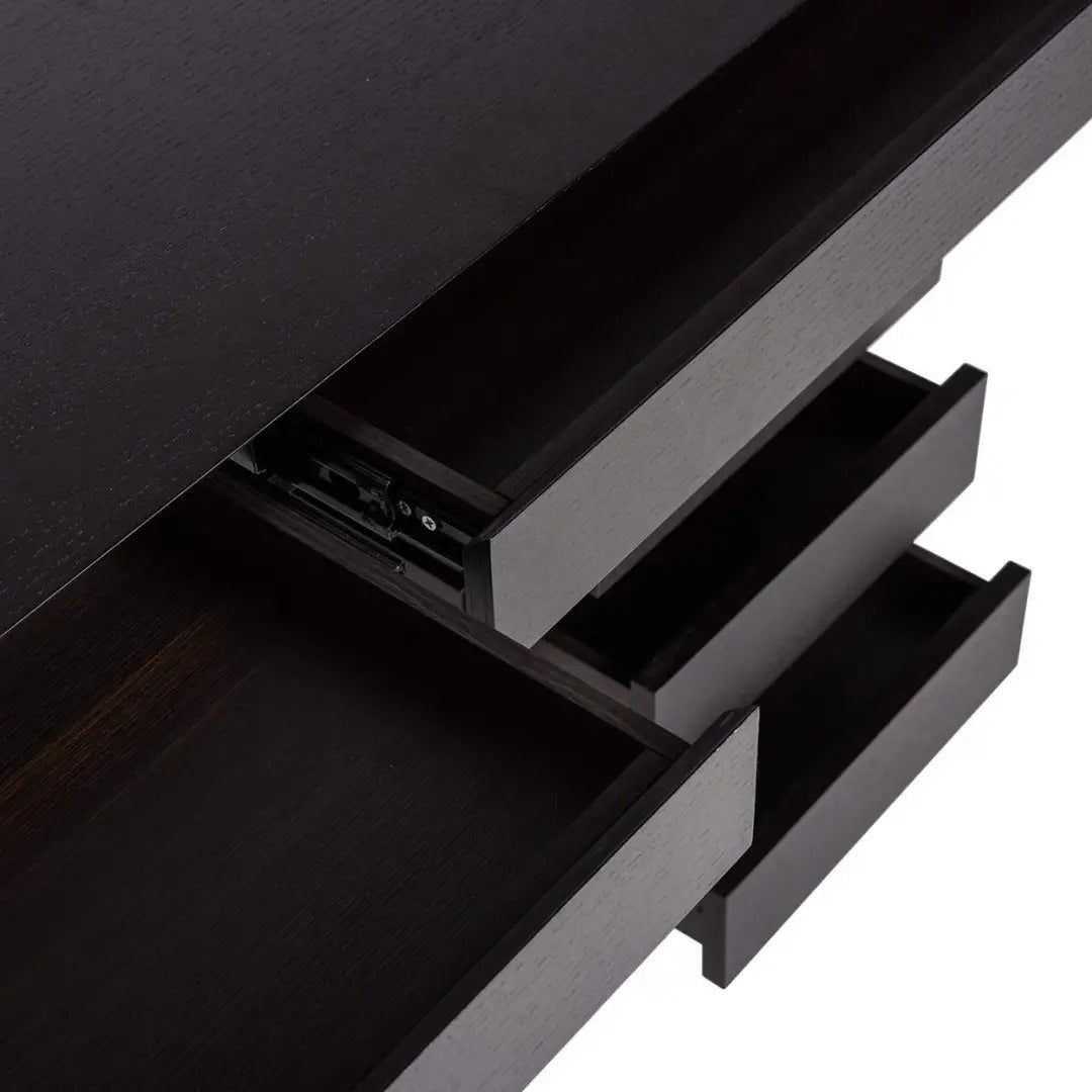 Schreibtisch CONNAR schwarz mit messingfarbener Veredelung