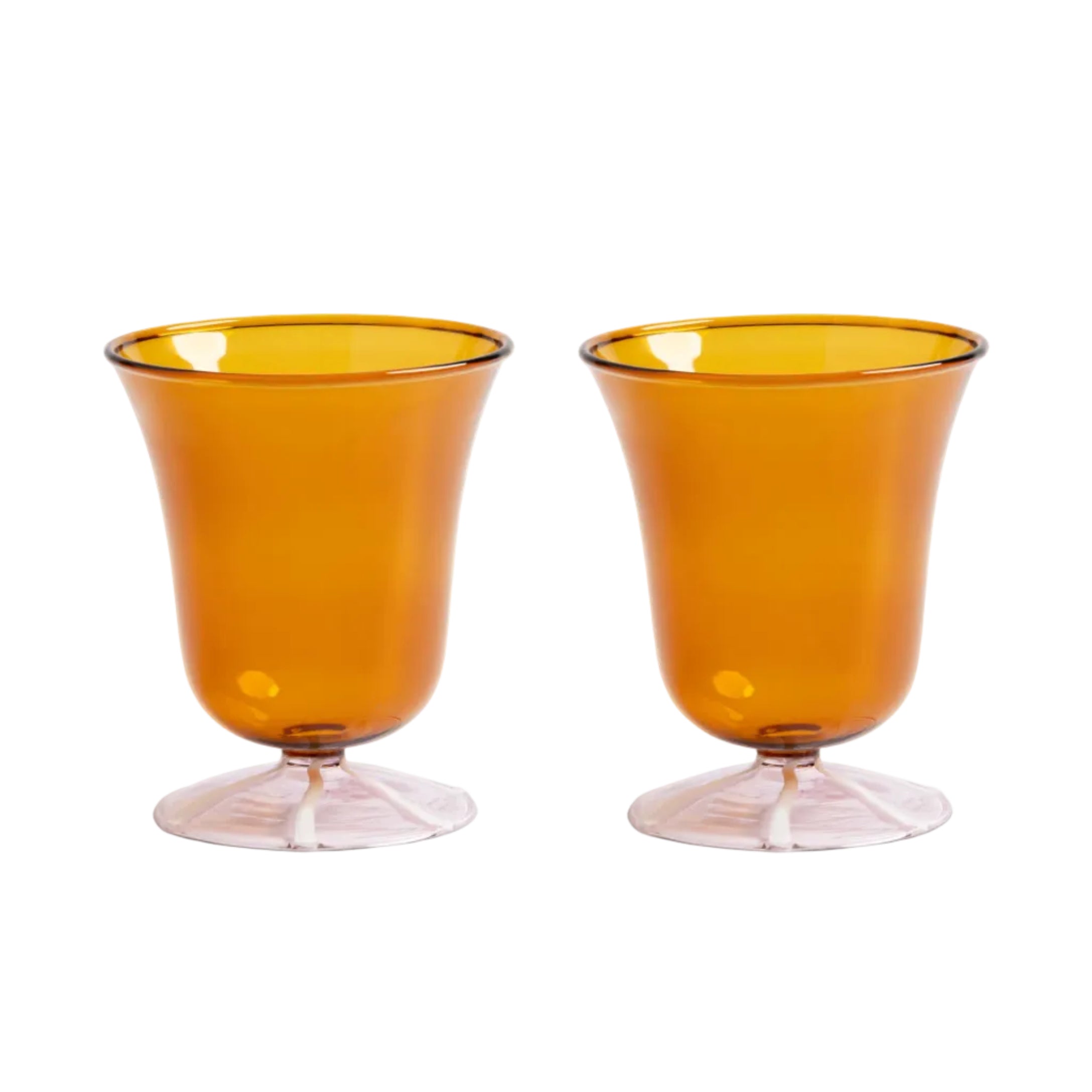 EVE amberkleurige glazen set met roze