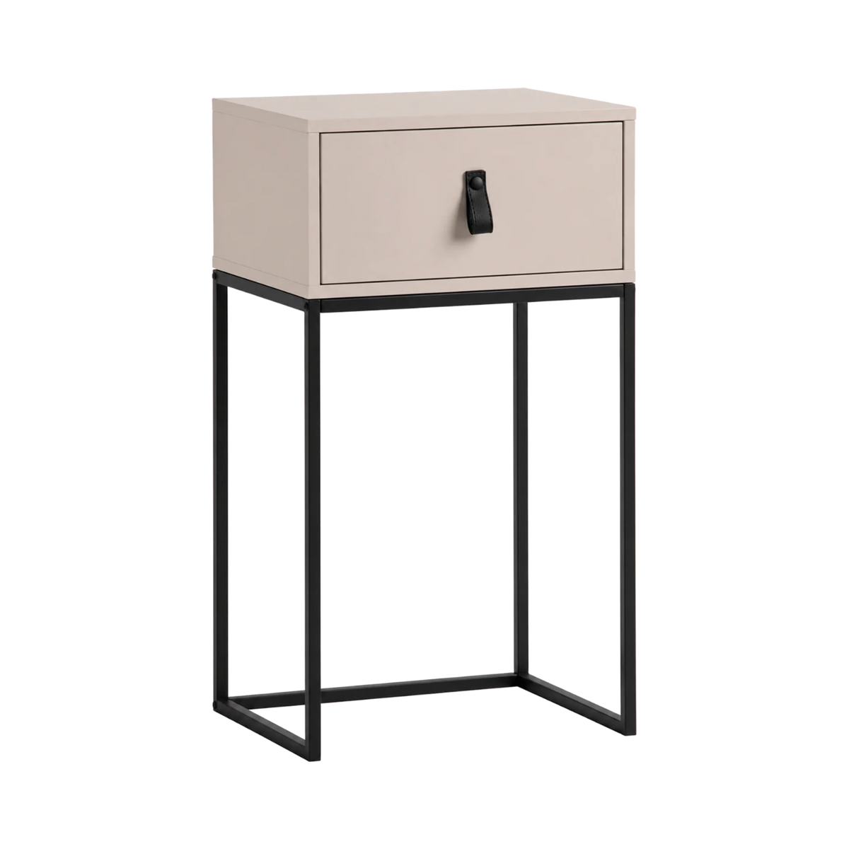Nachtkastje ZOLA beige met zwarte basis