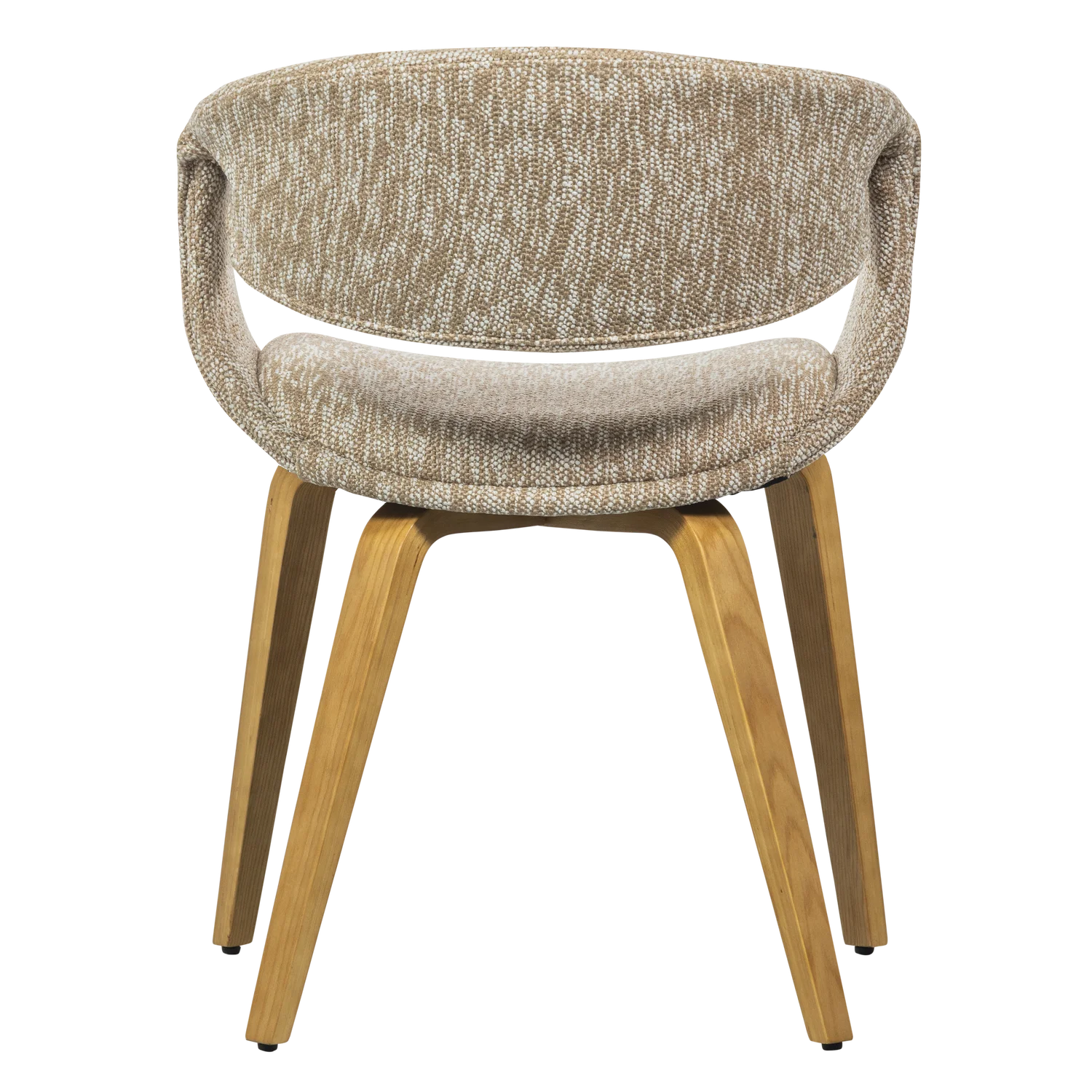 YOSSI Armchair in Beige with Light Brown Wooden Base