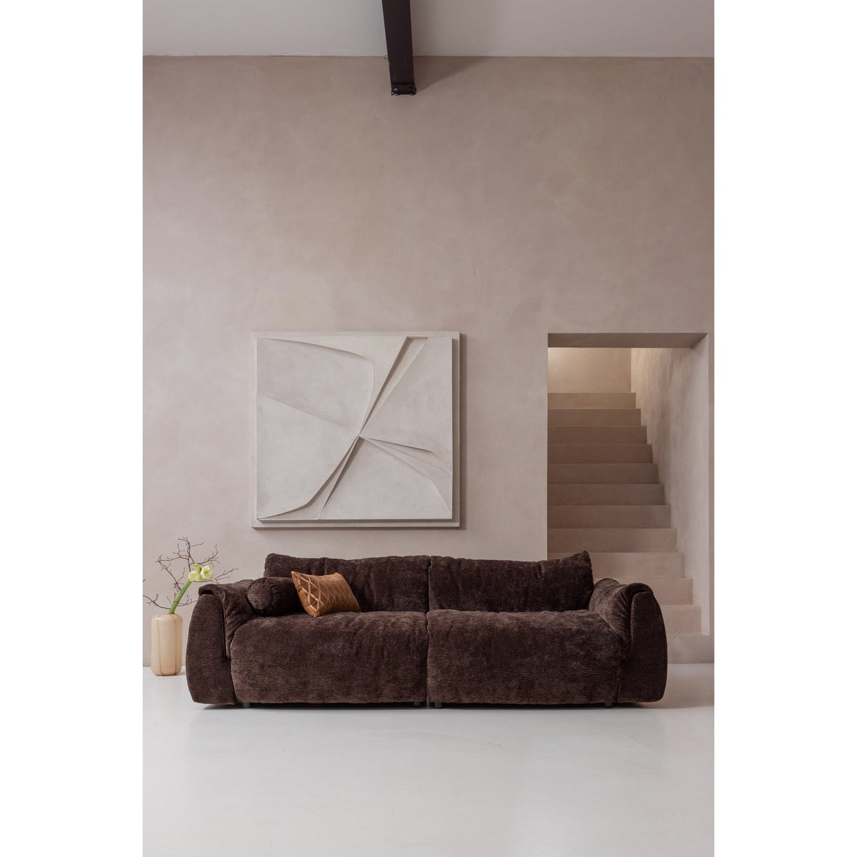 Sofa 2-zits BAGGY zandkleurig chenille 3D
