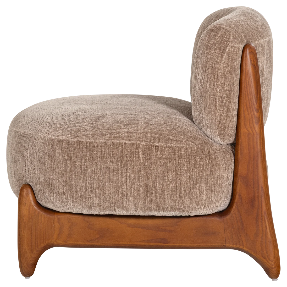 Fauteuil RUNI zandkleurig met houten basis