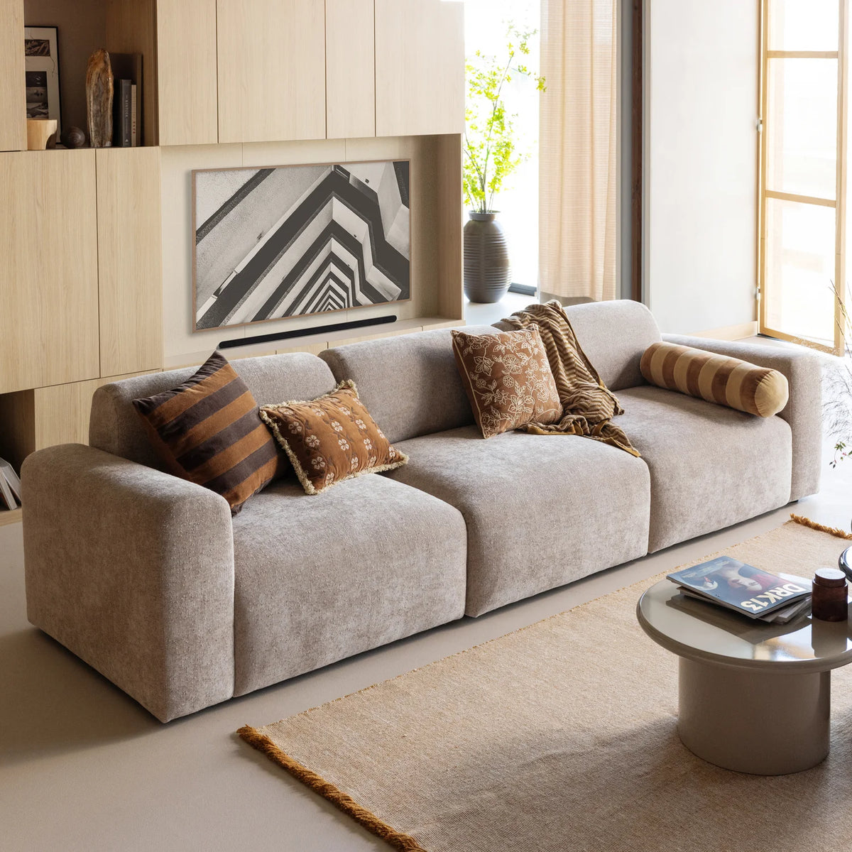 Sofa 3-zits UMINA beige chenille