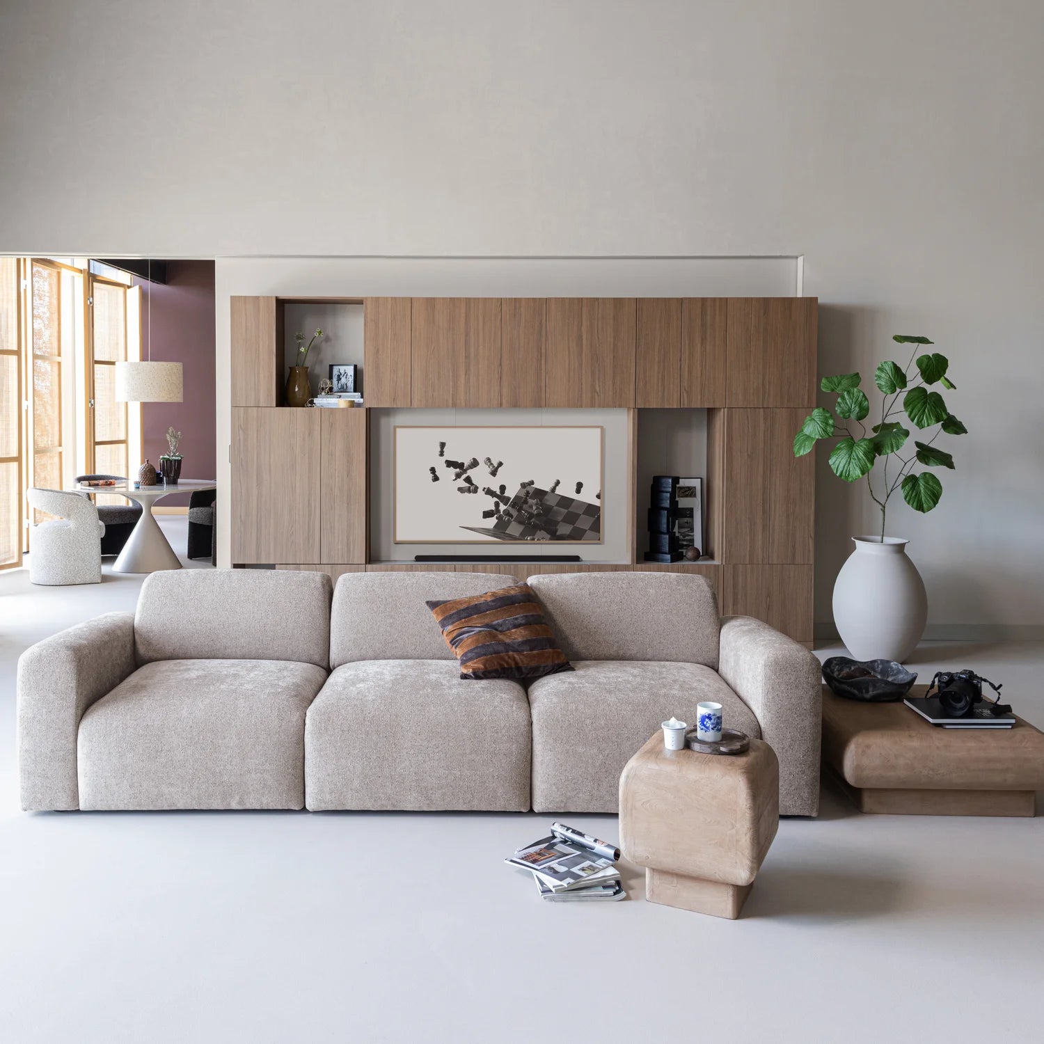 Sofa 3-zits UMINA beige chenille