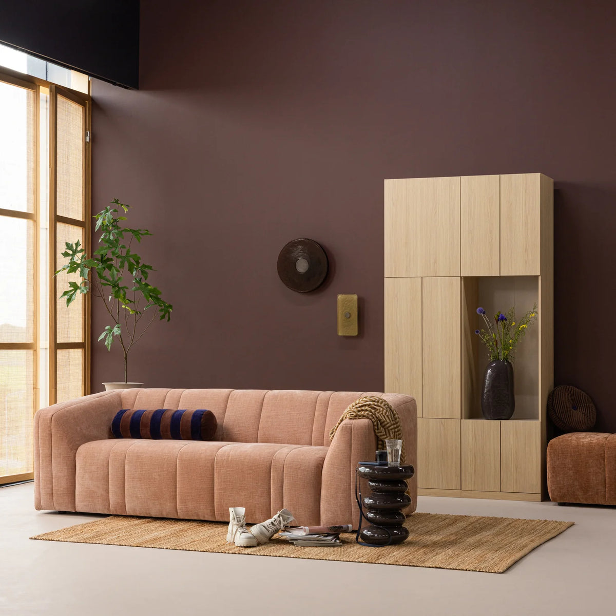 Sofa 2-zits OMAIRE grijs chenille