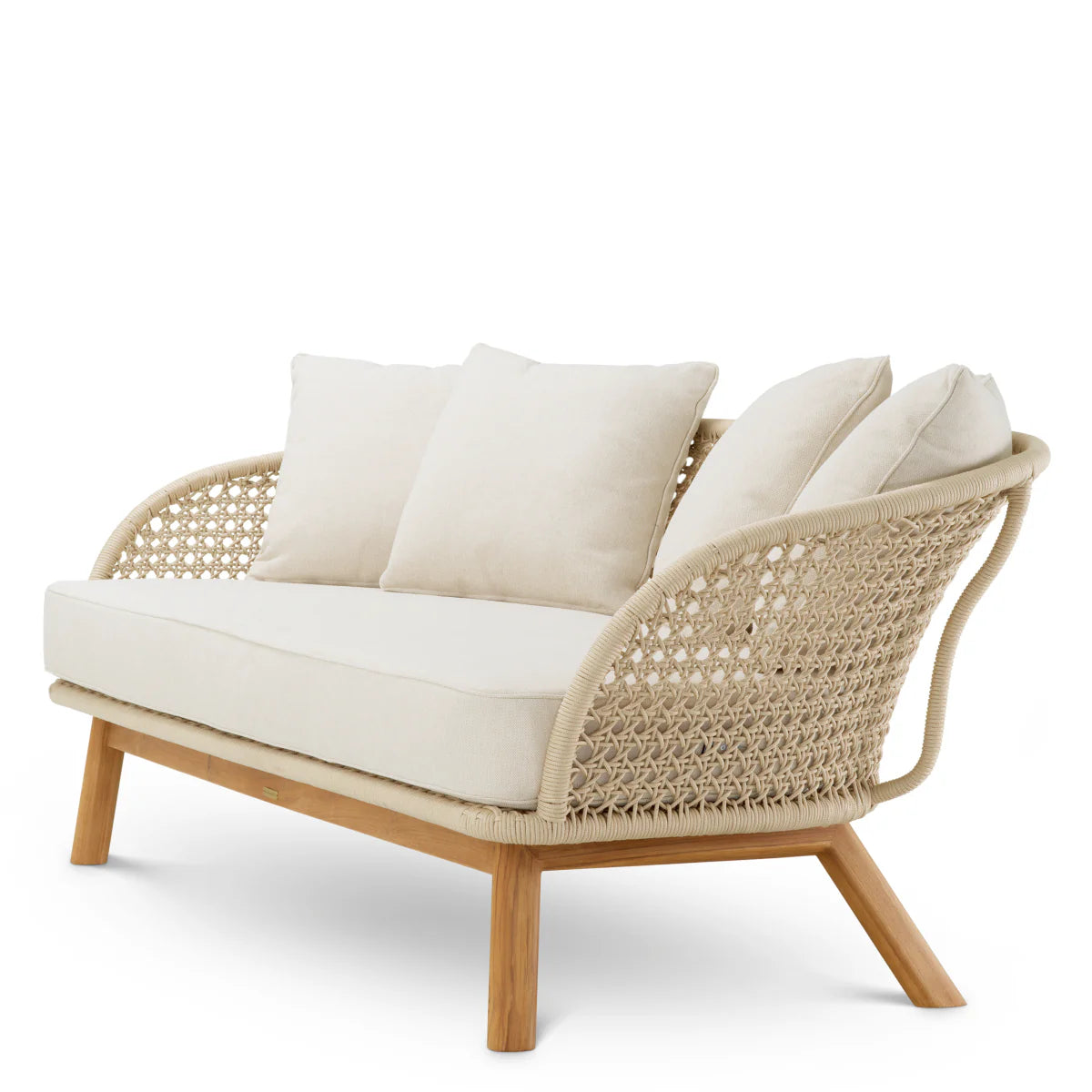TRINITY Cream Outdoor Sofa with Wooden Base