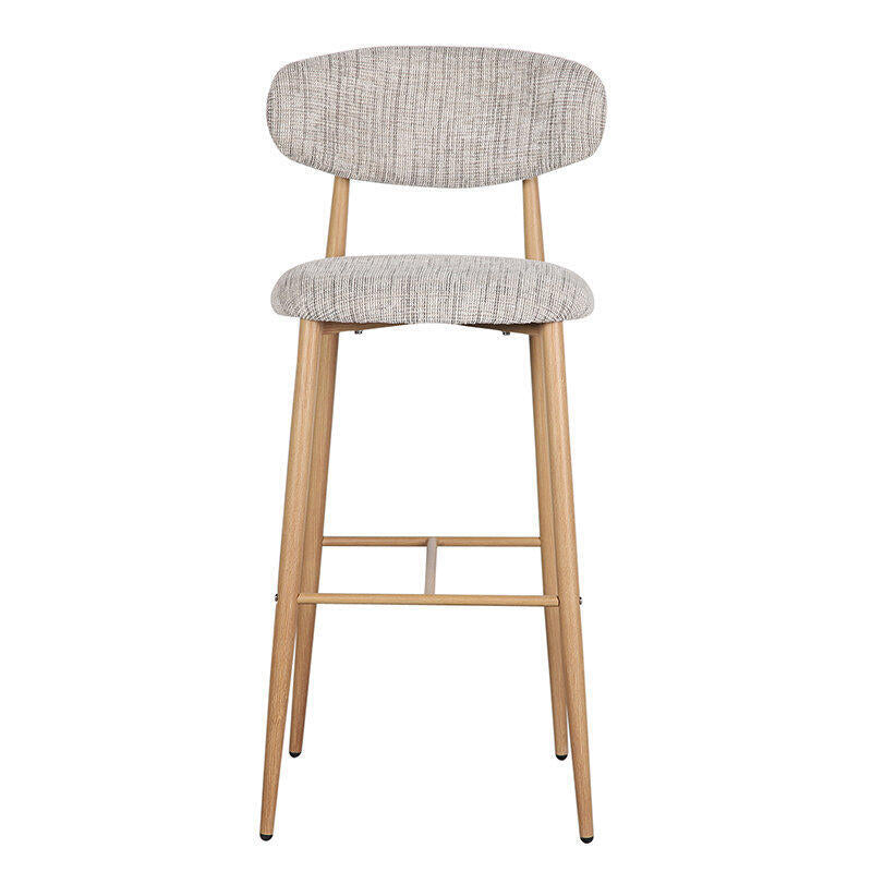 Hocker JAPANDI grijsbeige met houten basis