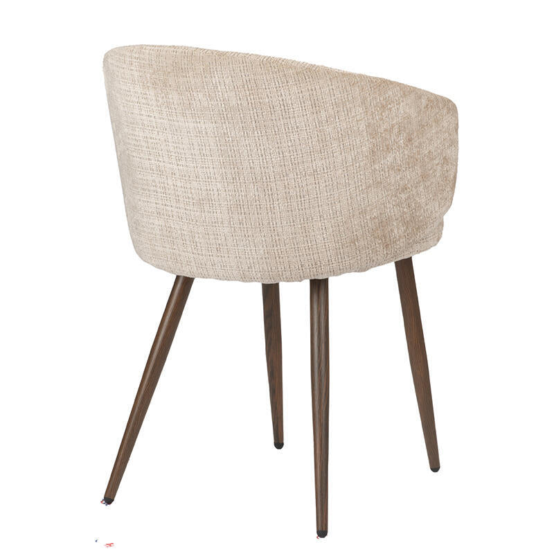 Stoel LUNA crème beige met een donkere houten basis