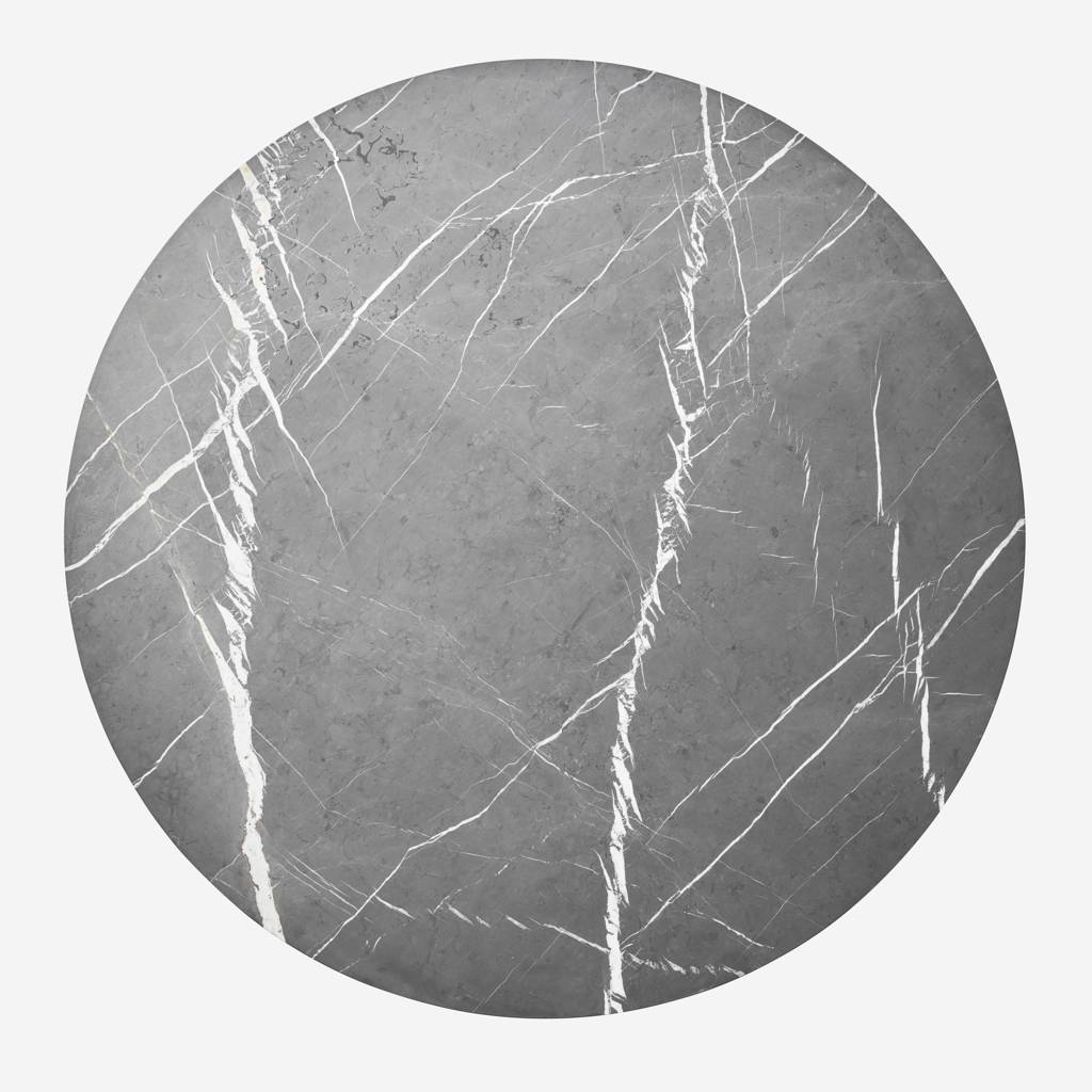 Round Table CABIN Gray Marble Top with Dark Oak Base