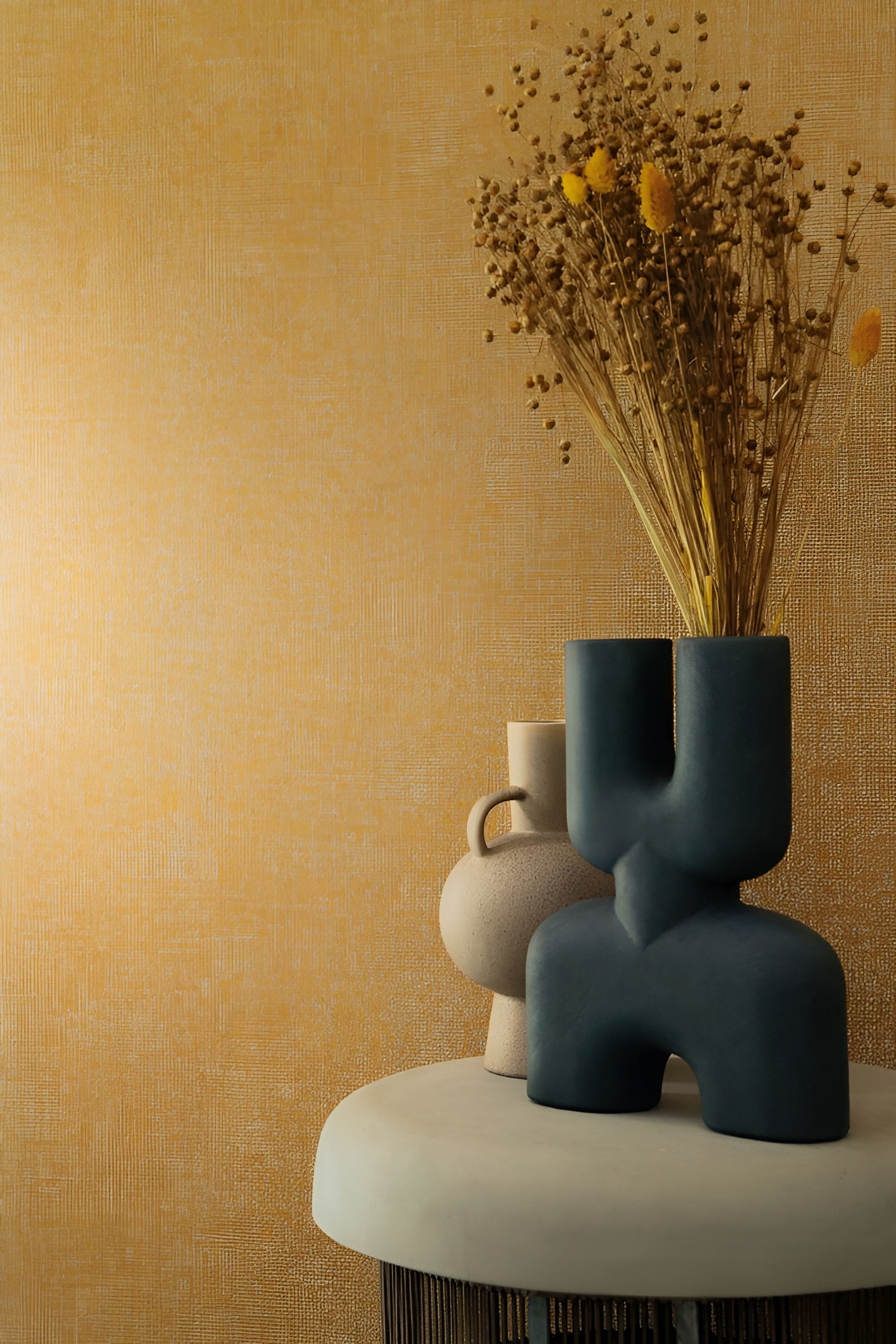 Structuurbehang dat linnen imiteert TENERE - VERT IMPERIAL donkergroen