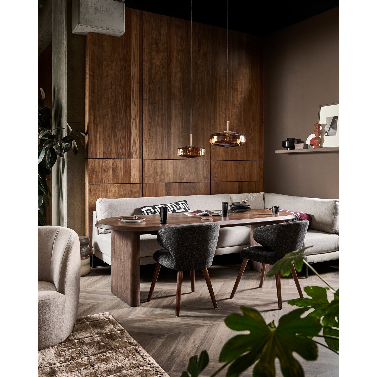 Szezlong rechts COUPLE ESSBANK taupe