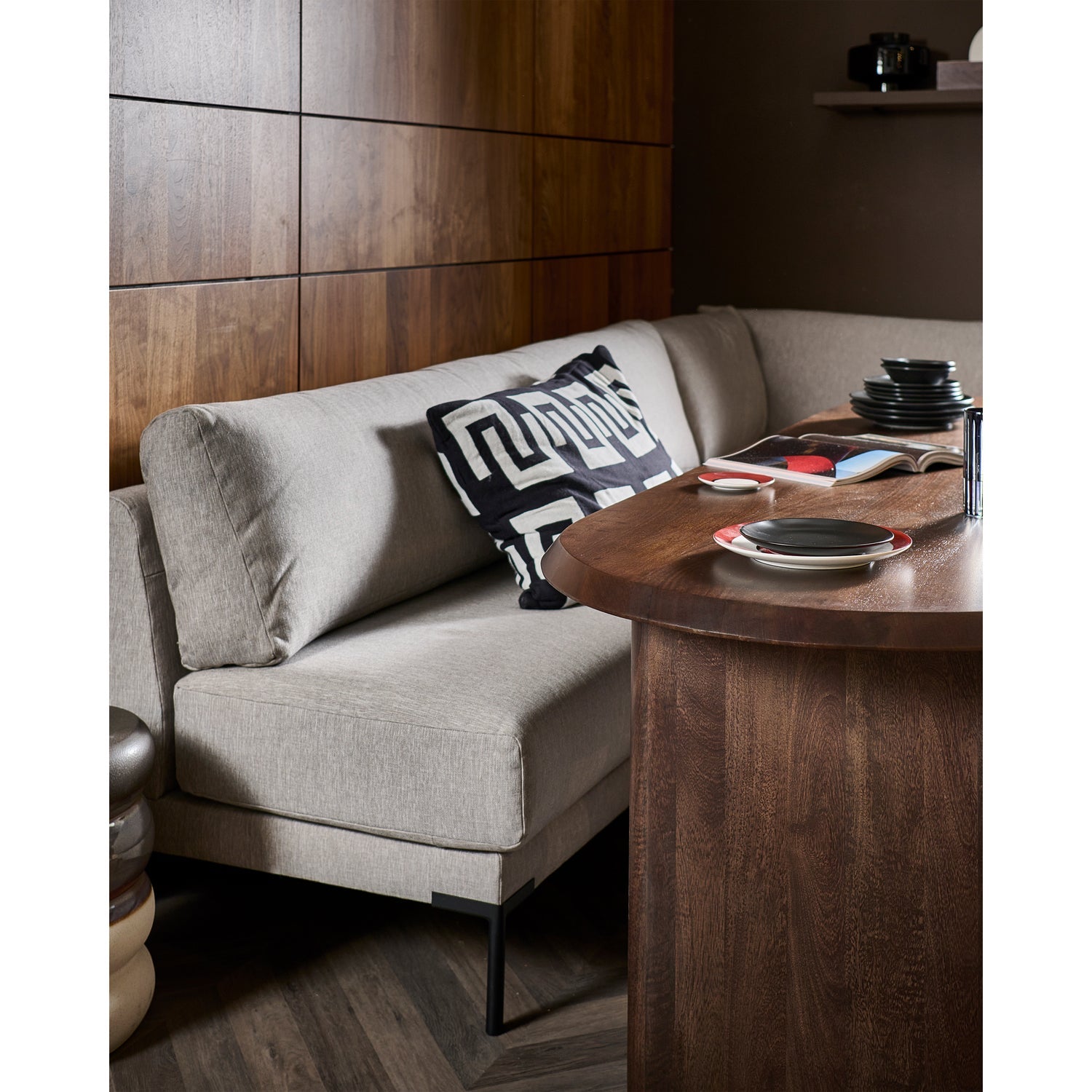 Sofa COUPLE ESSBANK - mittleres Modul hellgrau