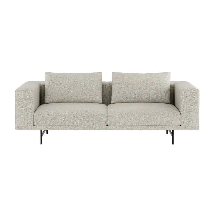 Sofa 2-zits LOFT lichtgrijze boucle met zwarte basis