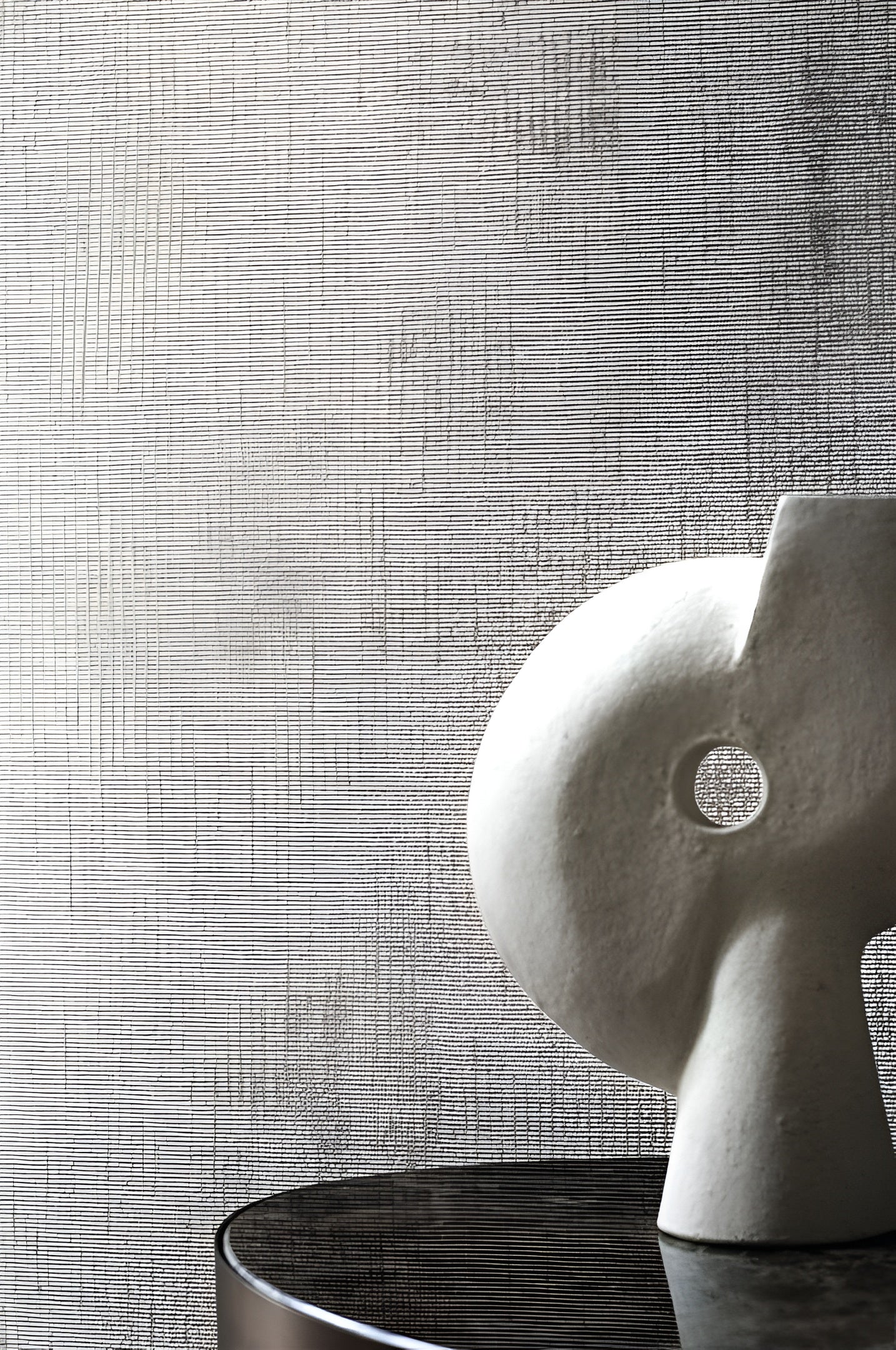 Textile wallpaper with a structural canvas imitation ORCADE - LIGHT BROWN