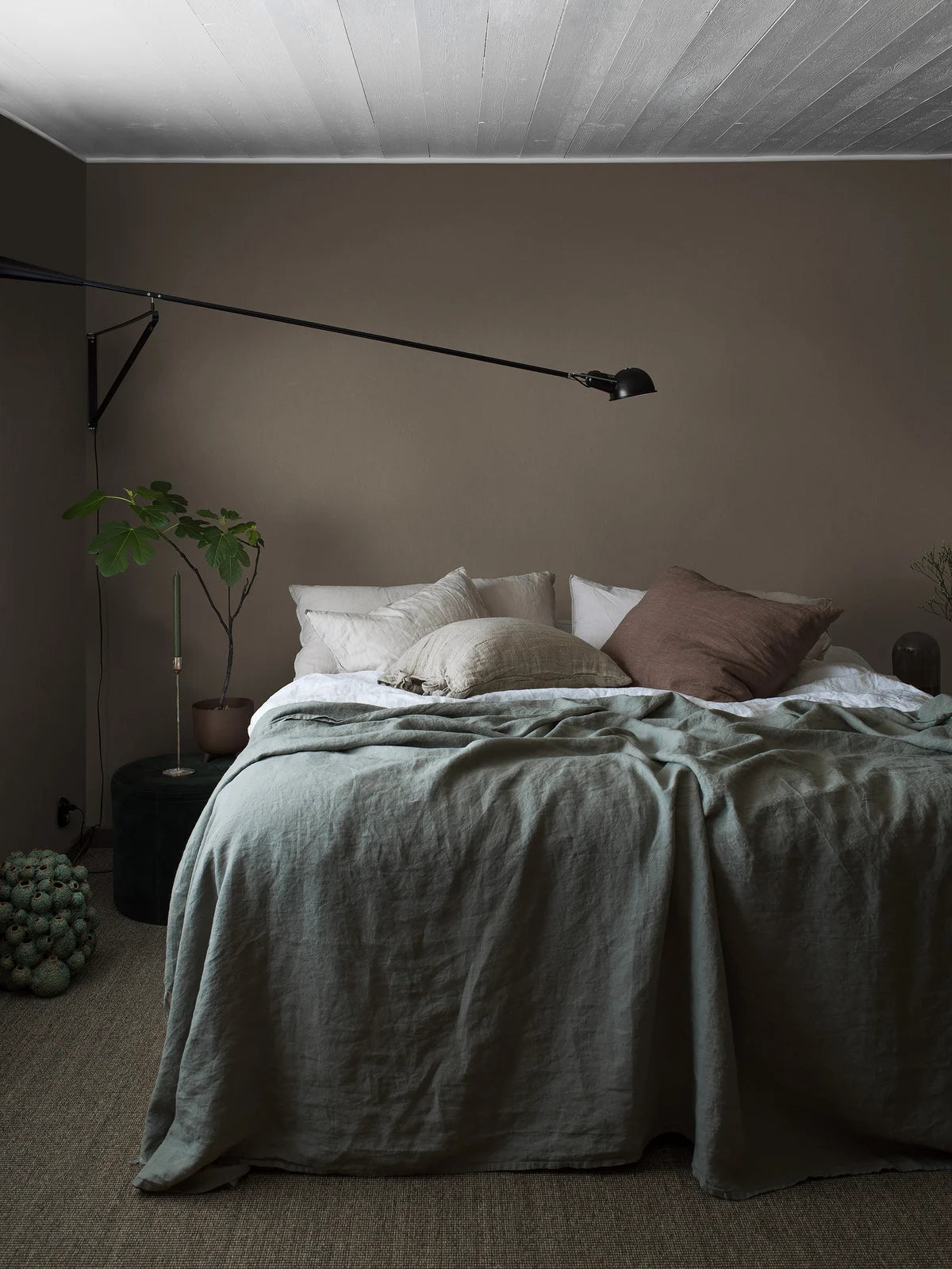 Structuurtapijt dat linnen imiteert - VINTAGE HOUT warm bruin