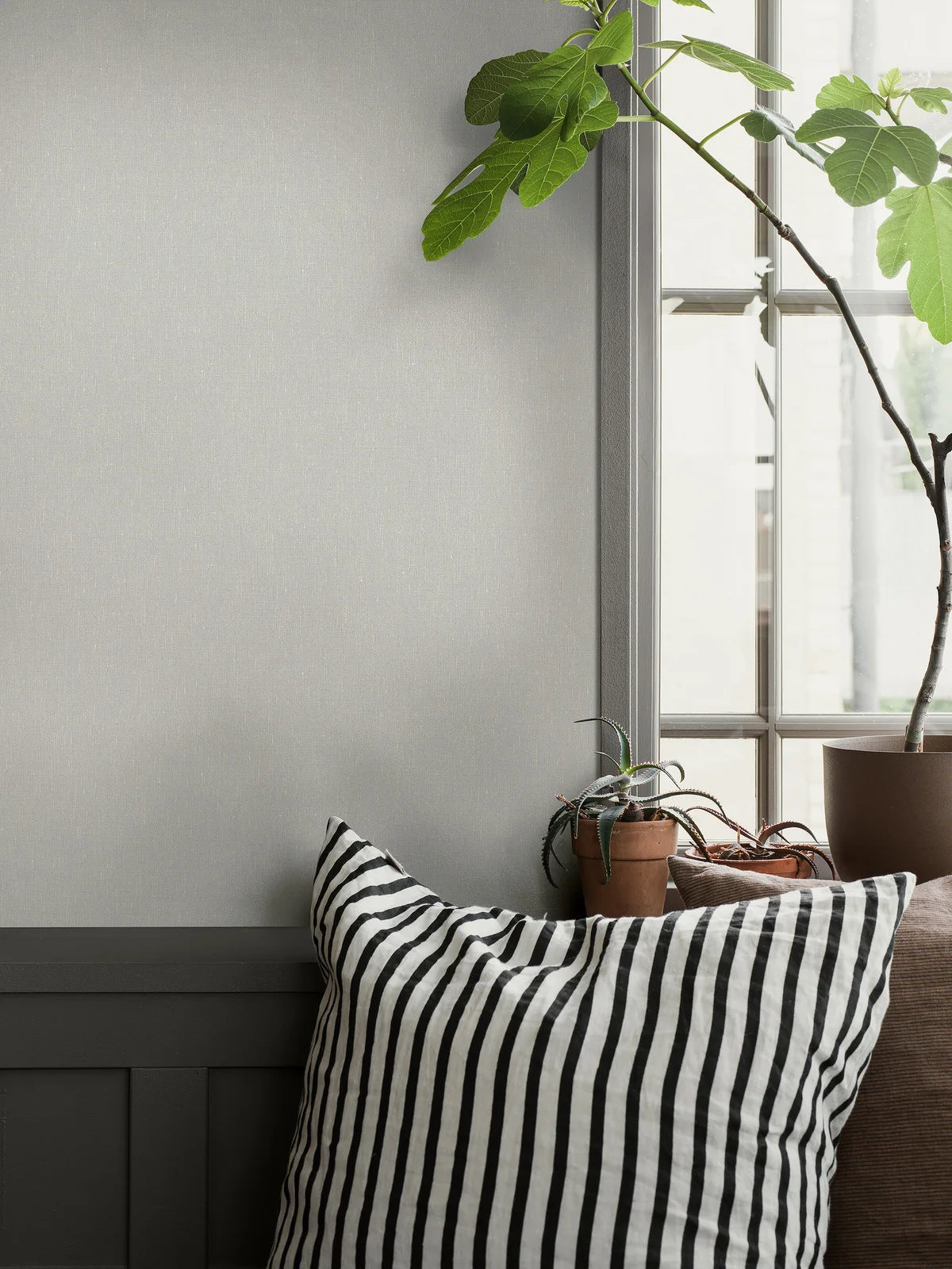 Strukturierte Tapete, die Leinen imitiert - SCHWEDISCHES GRAU