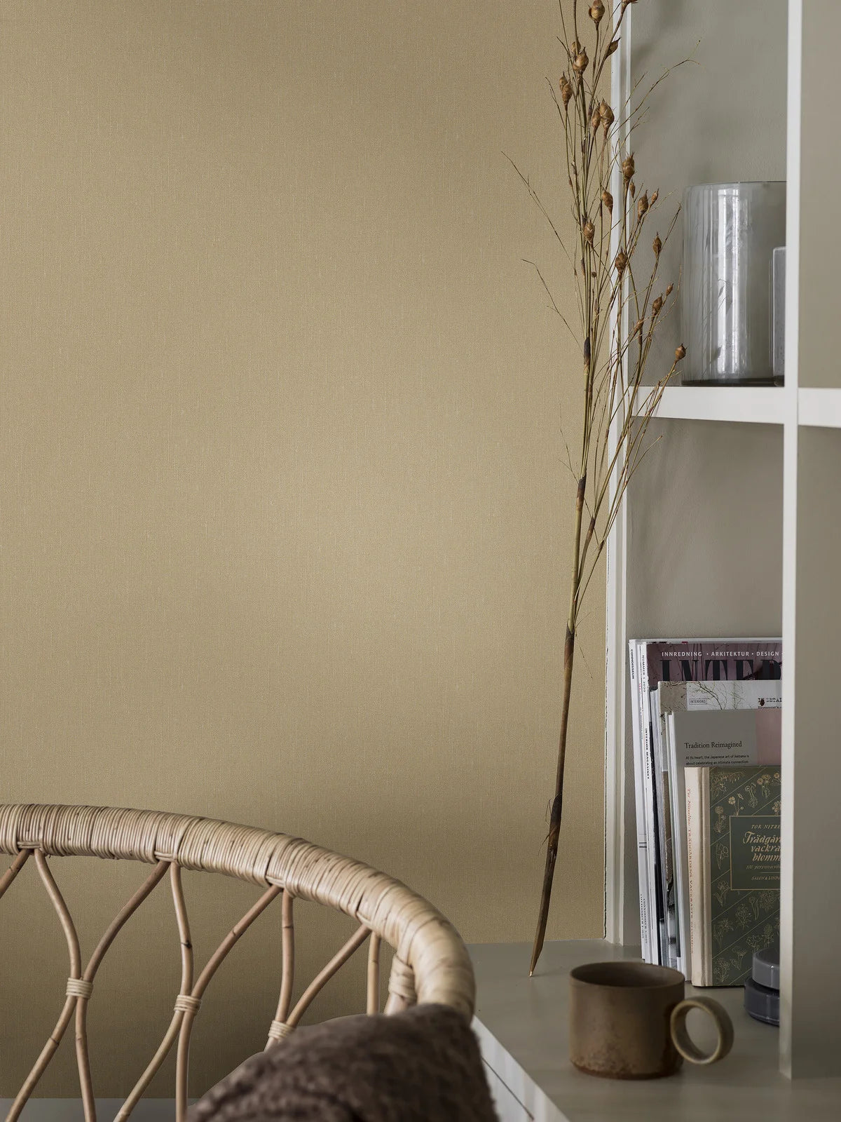 Strukturierte Tapete, die Leinen imitiert LINEN - OAT hellbeige