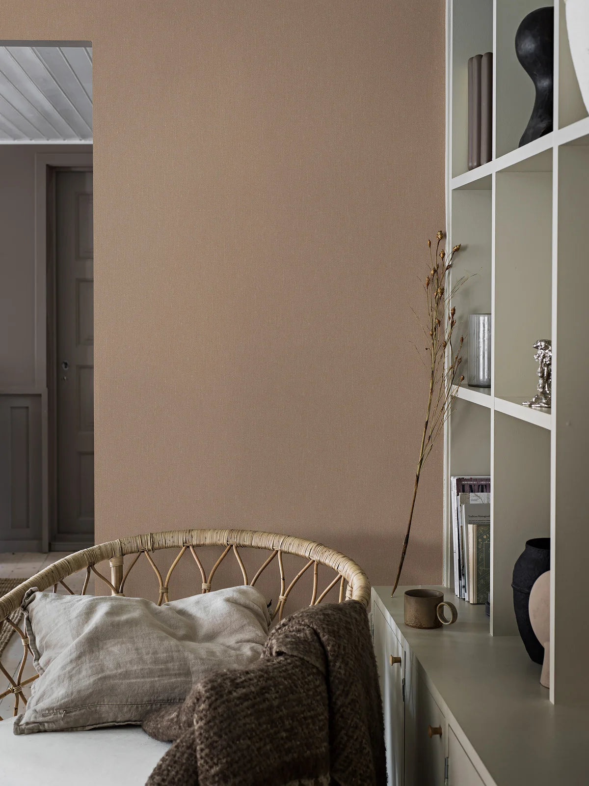 Structuurbehang dat linnen imiteert LINEN - TERRACOTTA terracotta