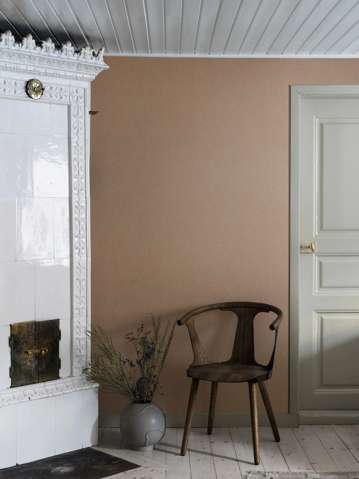 Structuurbehang dat linnen imiteert LINEN - TERRACOTTA terracotta