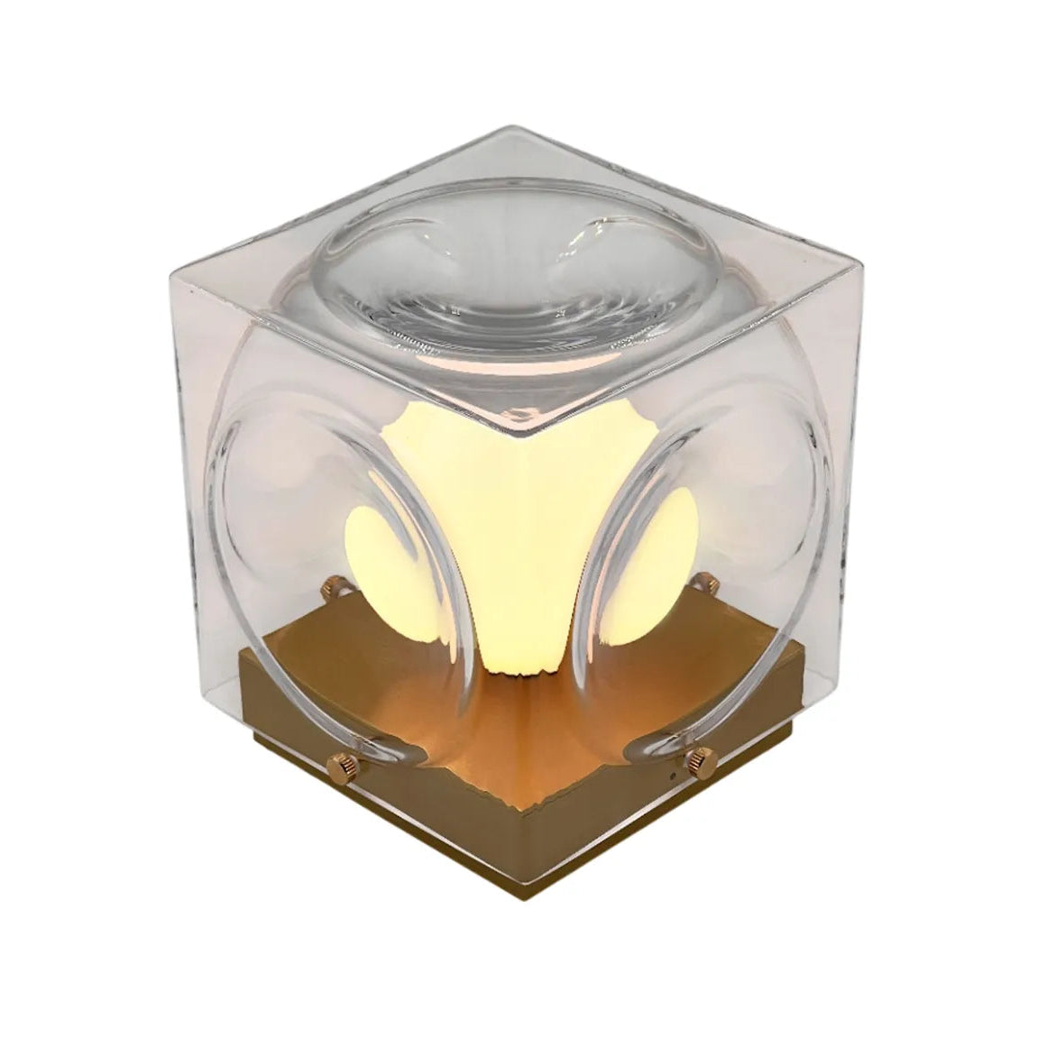 Draagbare lamp CHANT met glazen kap en gouden voet