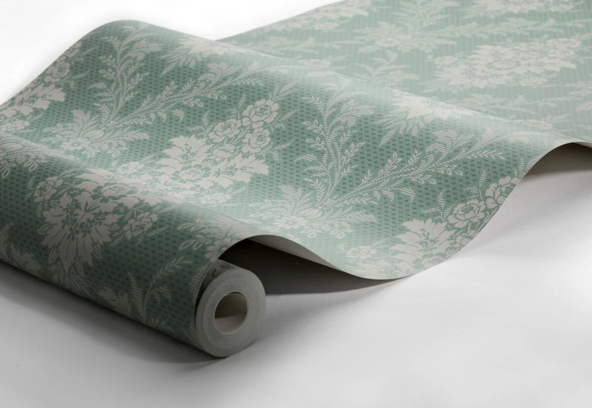 Vliesbehang met plantaal patroon SOFIA groen met donkerbeige