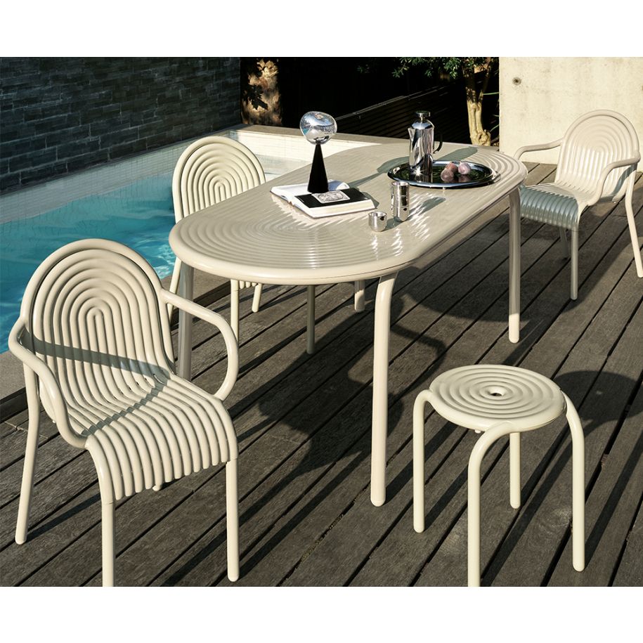 Externer Kaffeetisch Groove gebrochen weiß