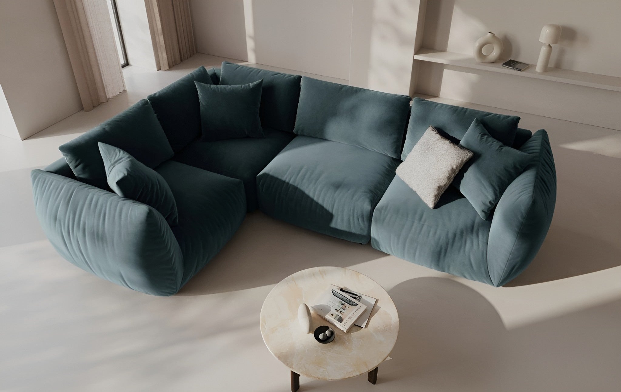 CHRIS Velvet Modular Sofa - Left Element Light Blue