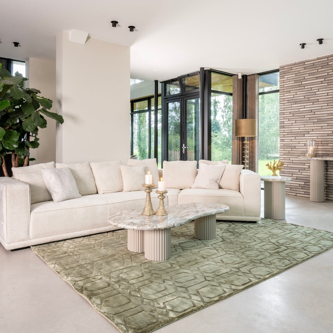 CORONEL beige coffee table with a marble top