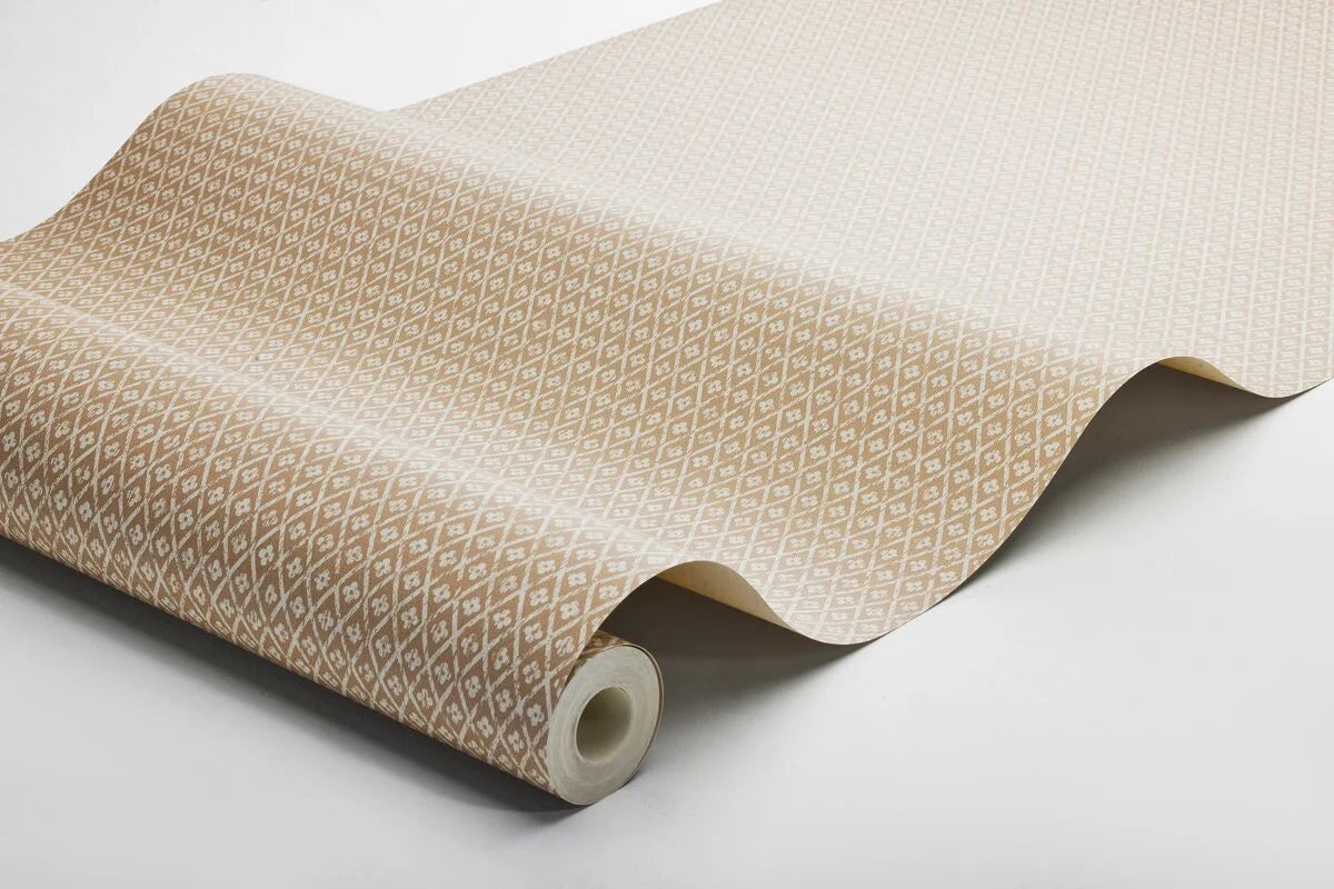 Geometrisch patroon behang WILLOWHERB bruin met wit