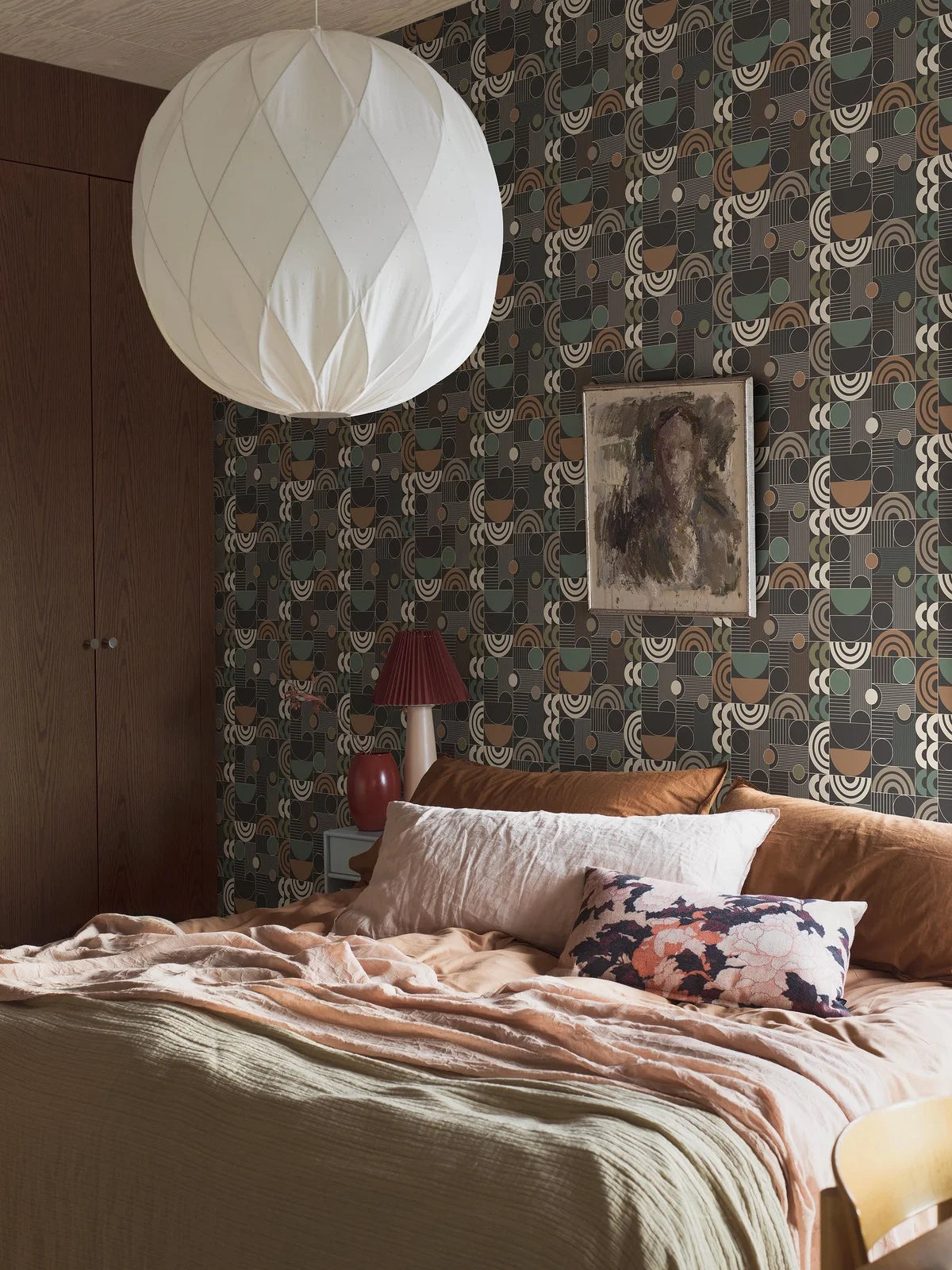 Vliesbehang van papier met geometrisch patroon COSMOPOLITAN zwart