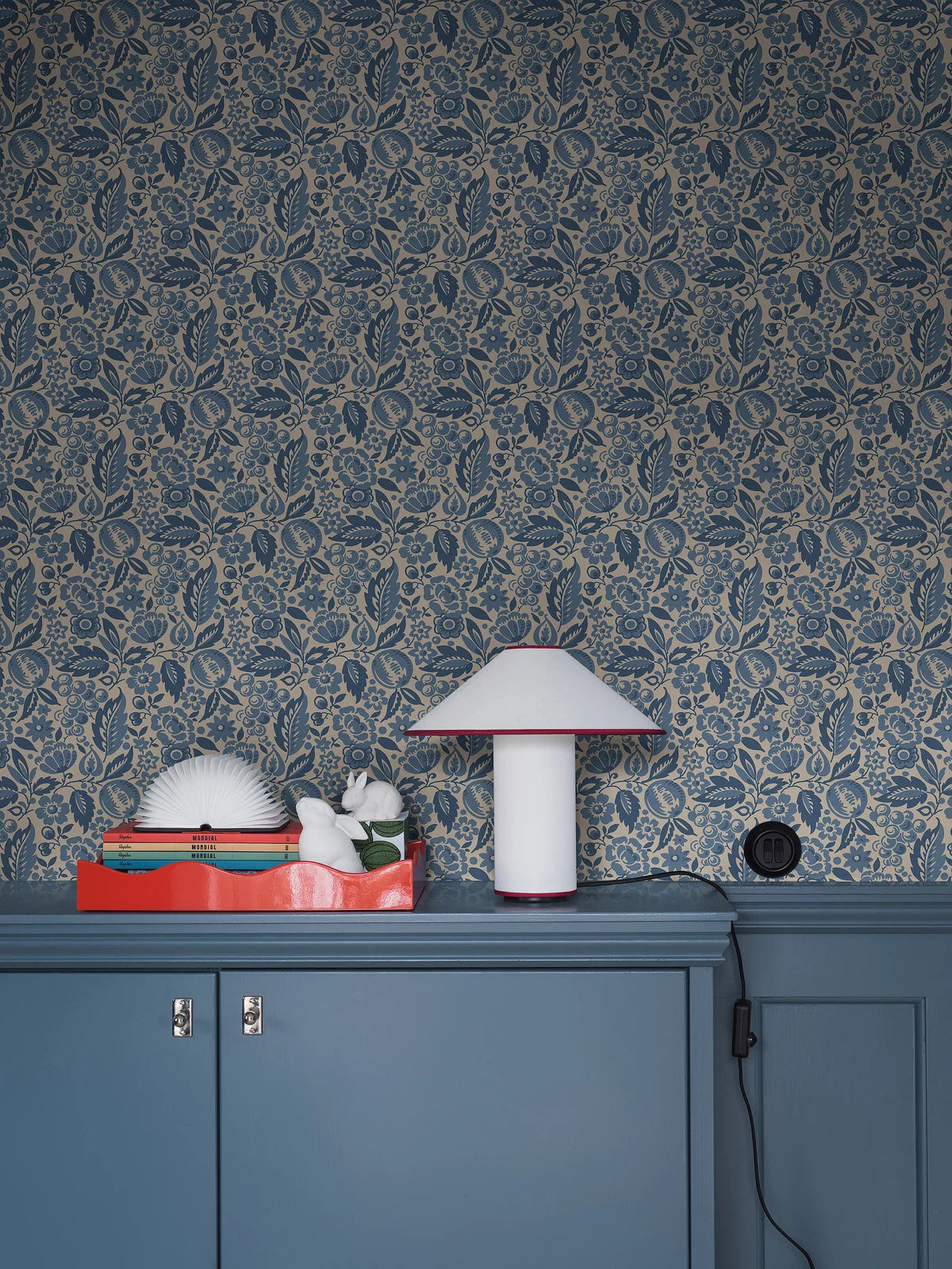 Behang met bloemenmotief ELISE blauw