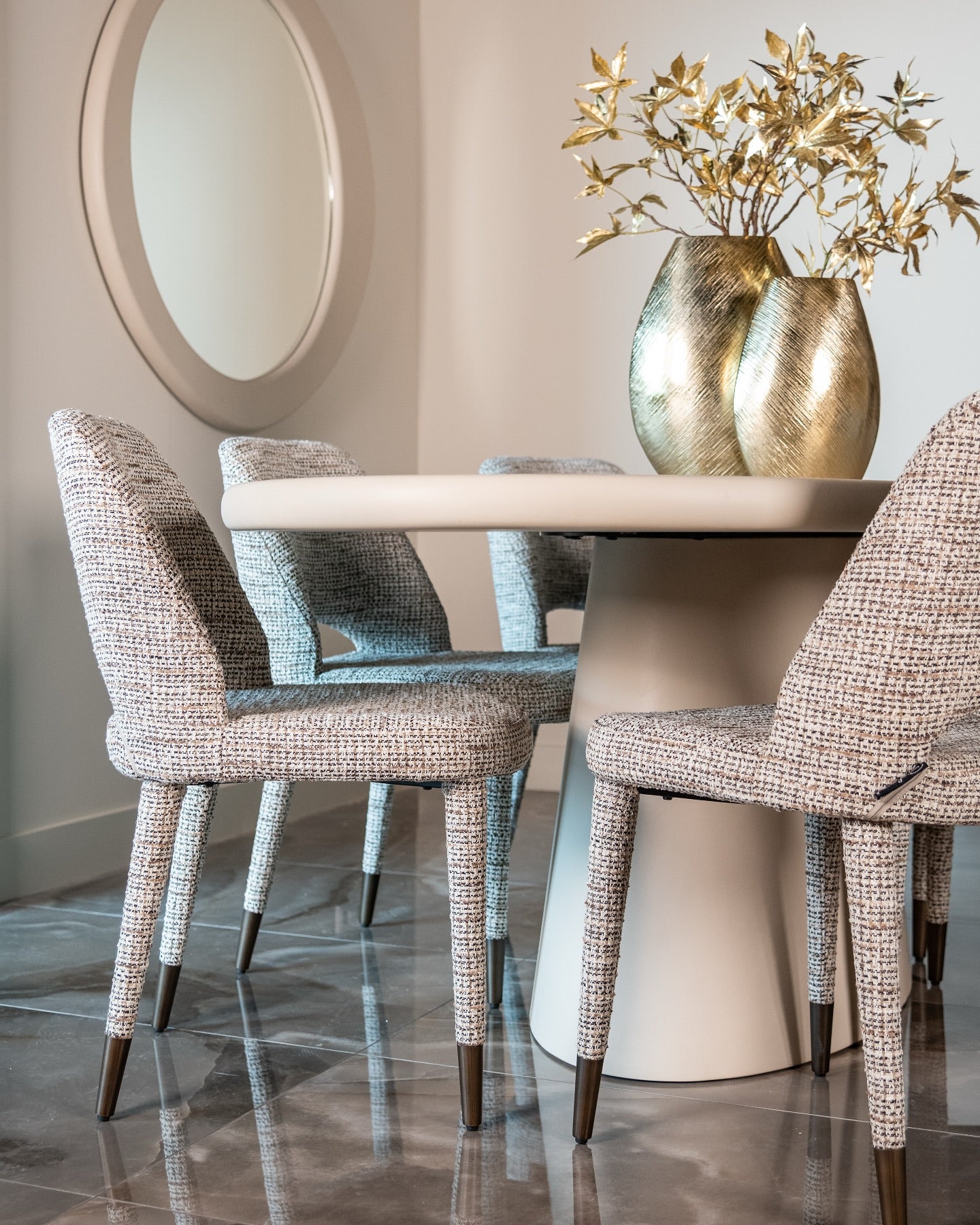 Beige oval table CLAYTON