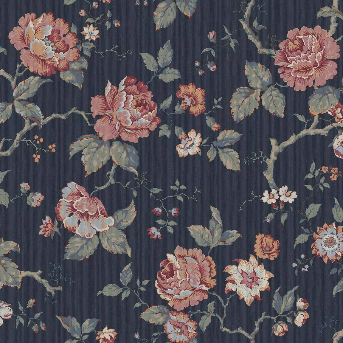 Behang met plantenmotief ROSENTRAD marineblauw