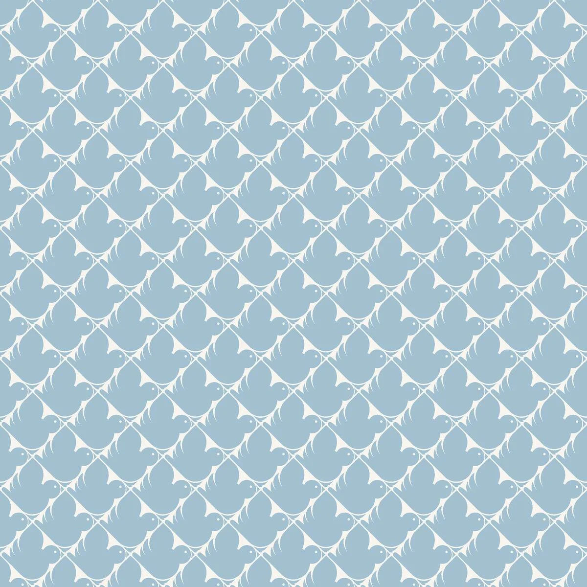 PIPPI Blue and White Geometric Pattern Wallpaper