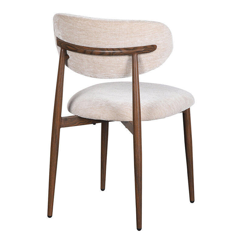 Beige JAPANDI stoel met een donkere houten basis