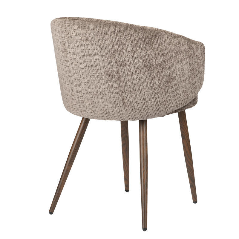 Stoel LUNA taupe met een donkere houten basis